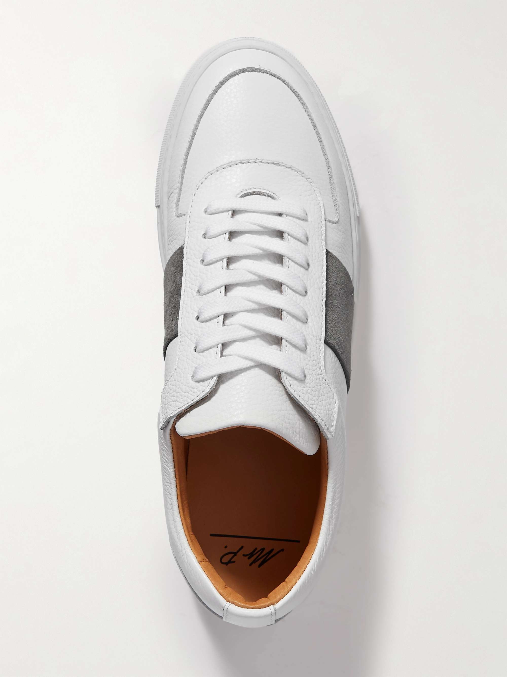 MR P. Larry Pebble-Grain Leather and Suede Sneakers
