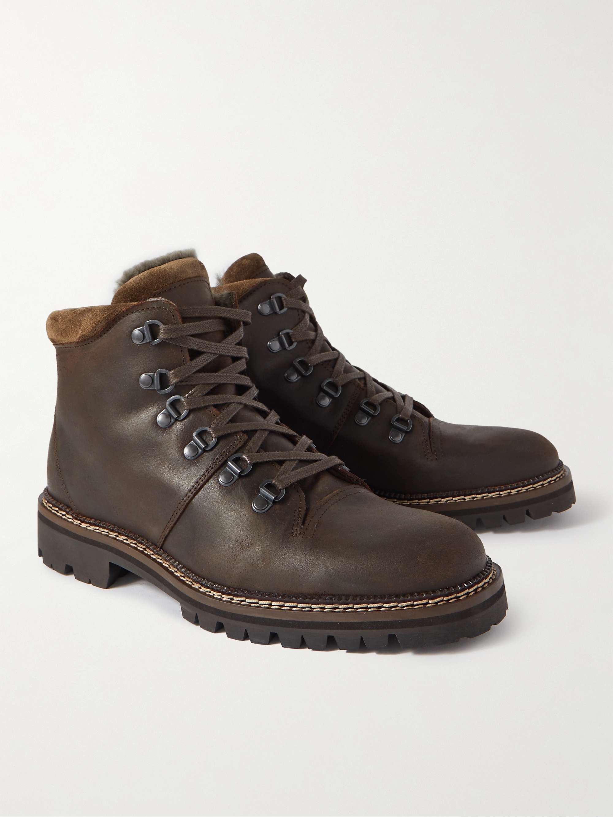 MR P. Jacques Suede-Trimmed Leather Boots