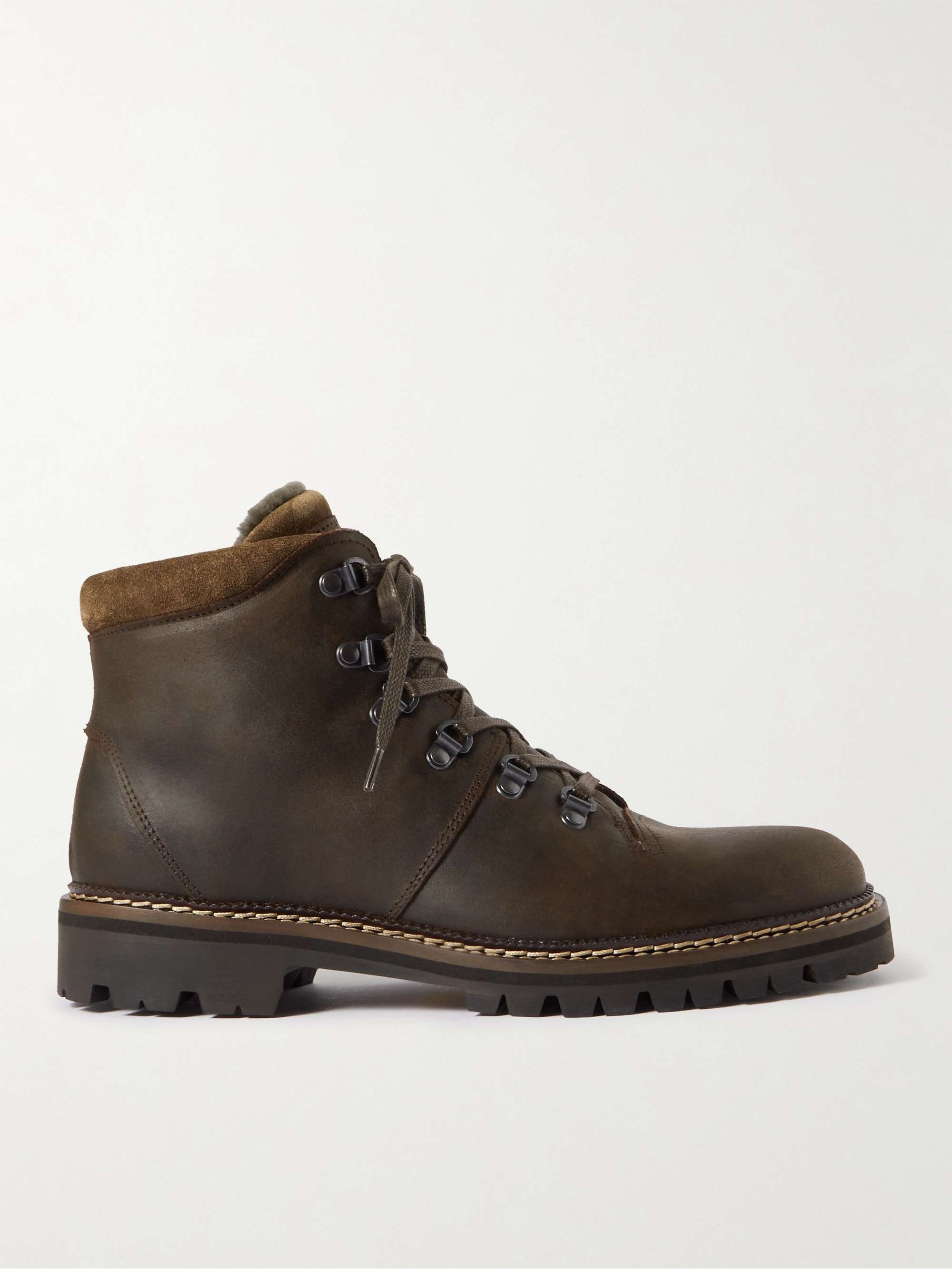 MR P. Jacques Wax Commander Suede-Trimmed Leather Boots for Men | MR PORTER