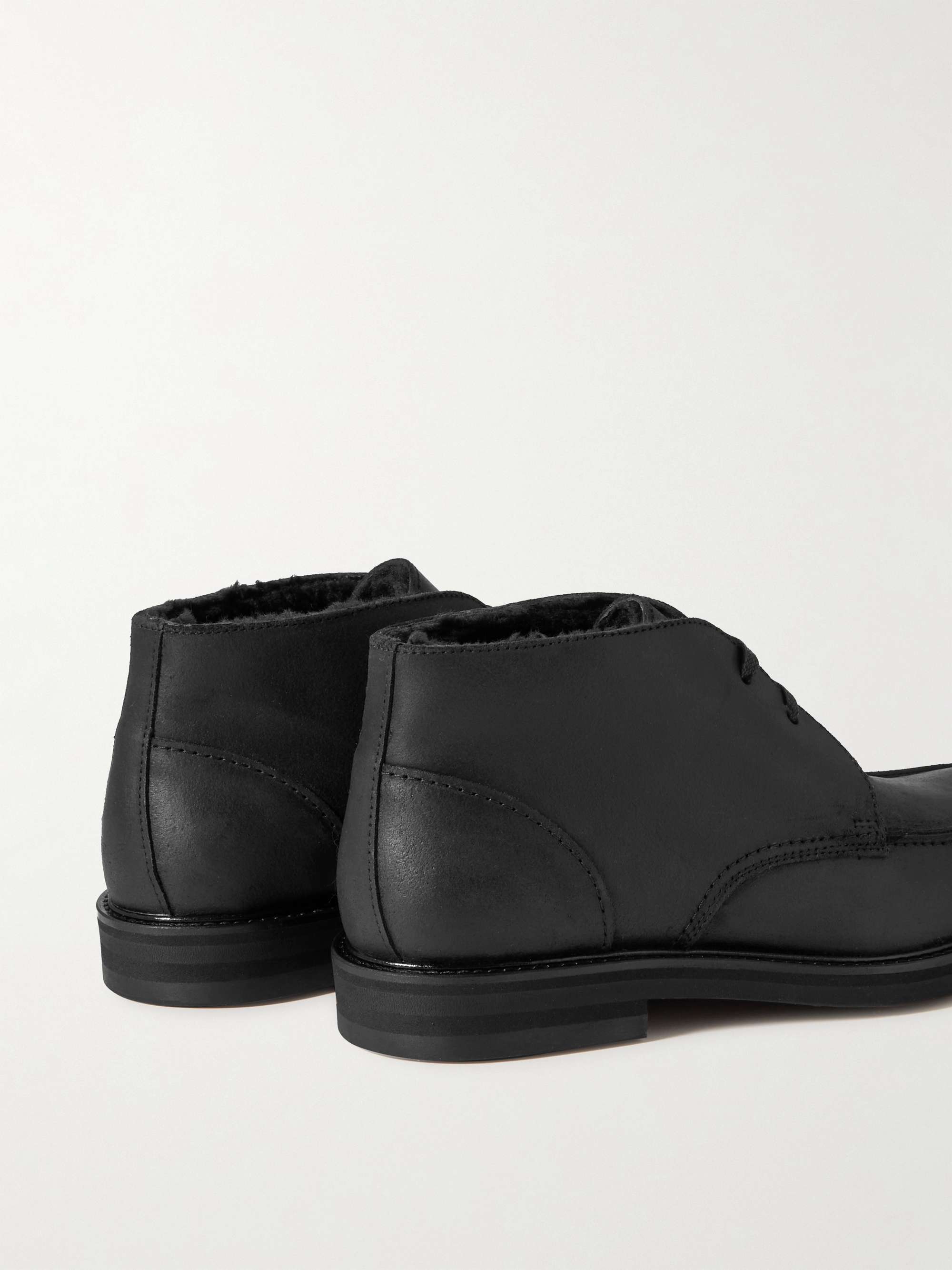MR P. Andrew Split-Toe Shearling-Lined Waxed-Suede Chukka Boots