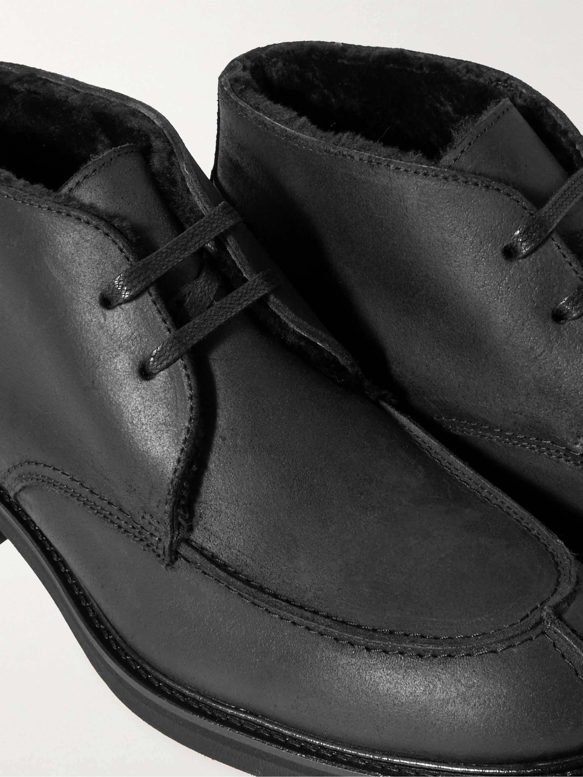 MR P. Andrew Split-Toe Shearling-Lined Waxed-Suede Chukka Boots