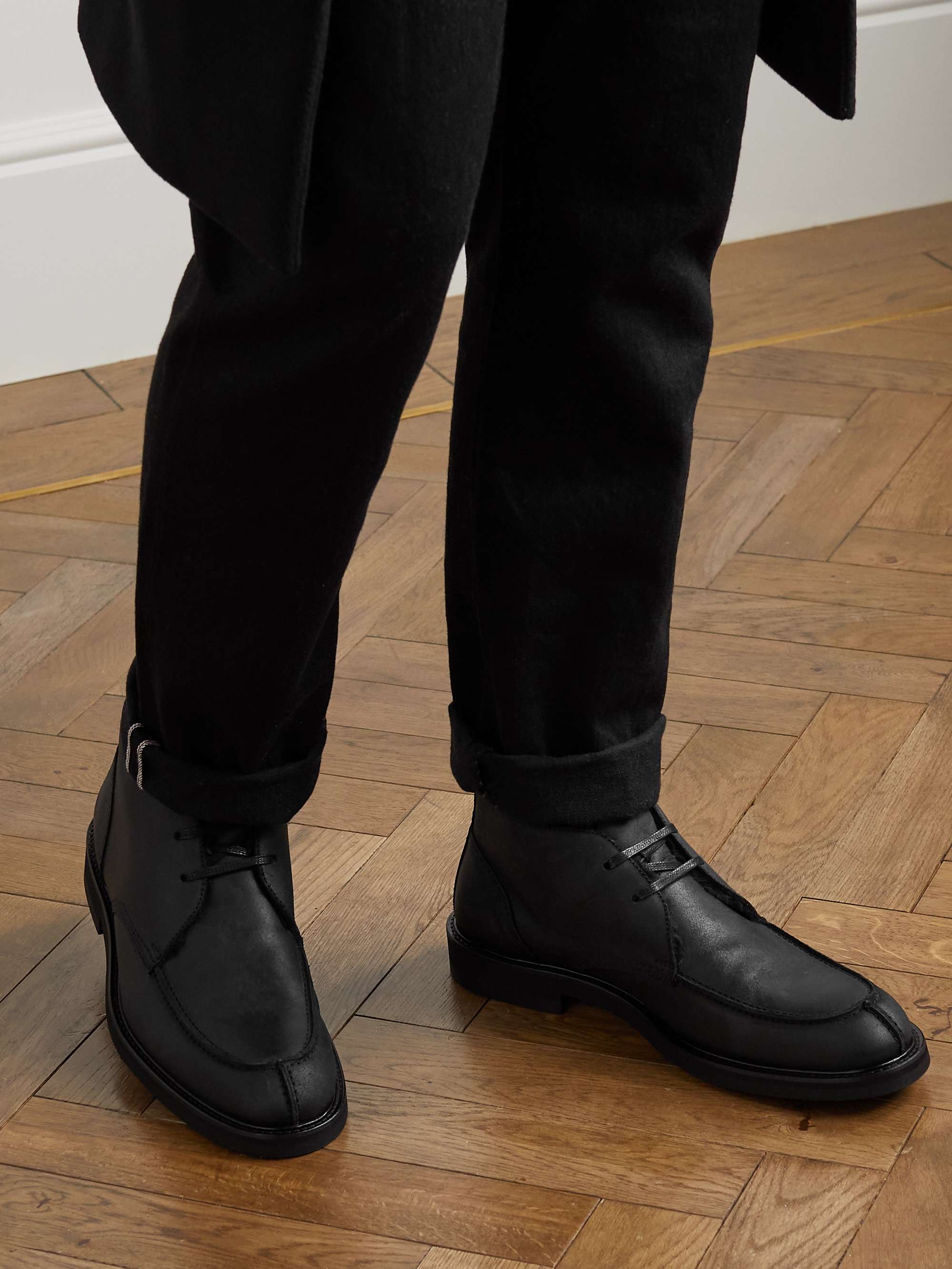 MR P. Andrew Split-Toe Shearling-Lined Waxed-Suede Chukka Boots