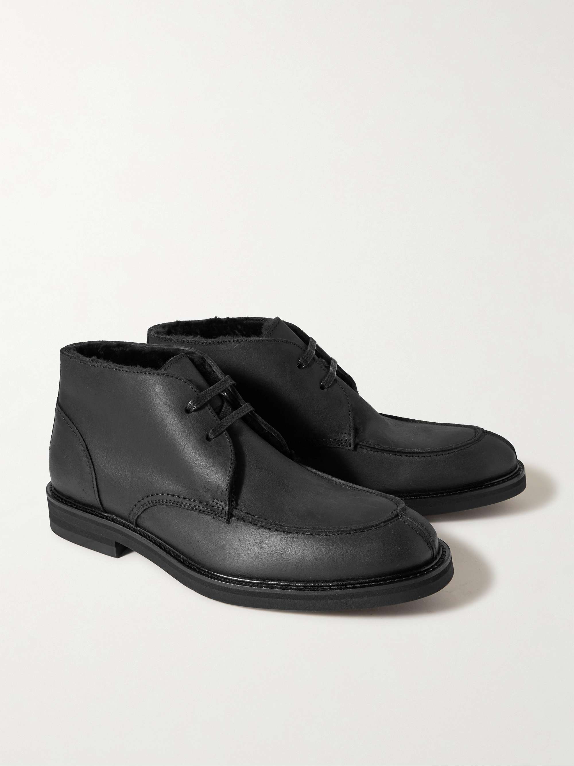 MR P. Andrew Split-Toe Shearling-Lined Waxed-Suede Chukka Boots