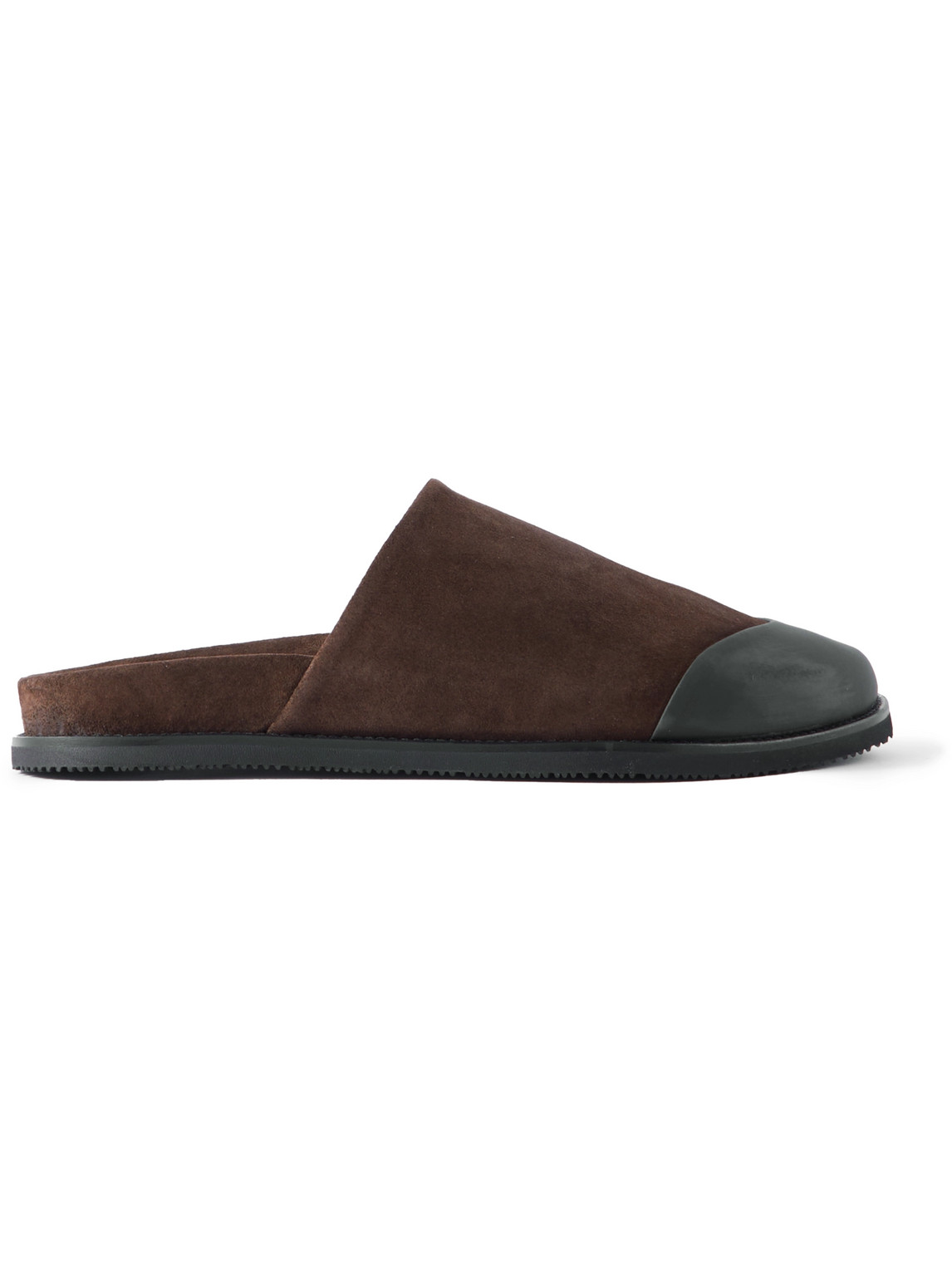 Rubber-Trimmed Suede Slides