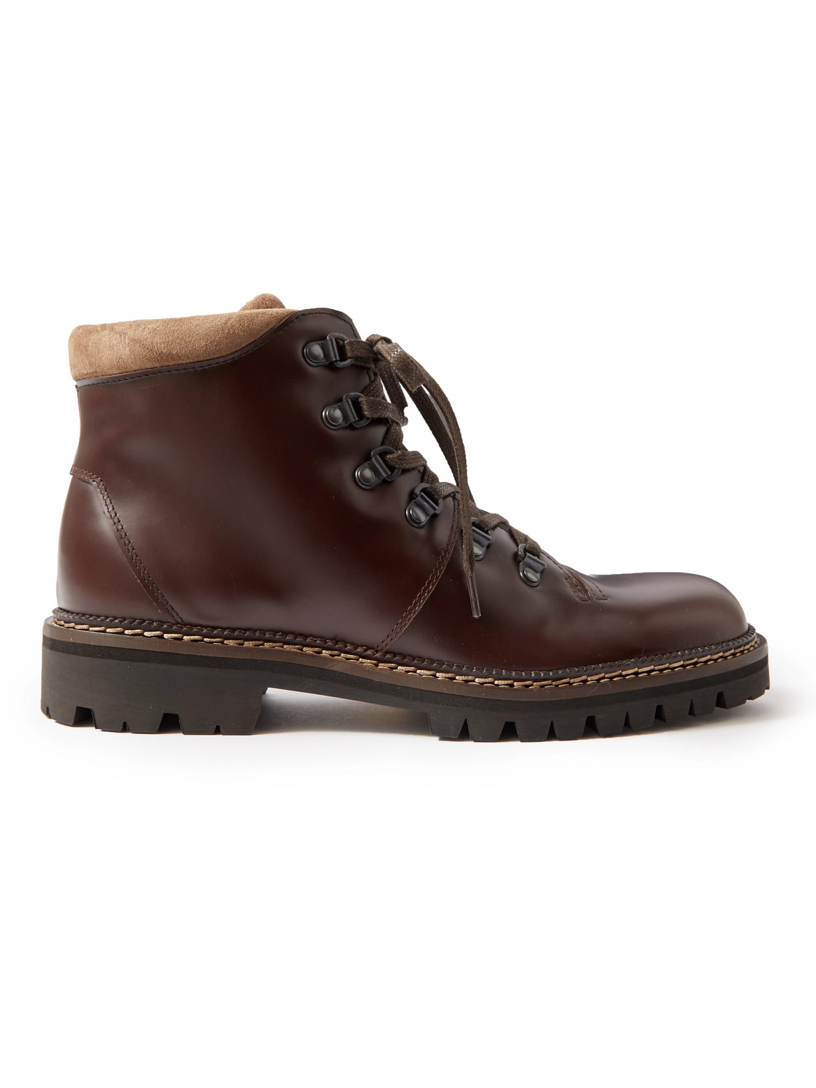 Mr P Jacques Suede-trimmed Leather Boots In Brown