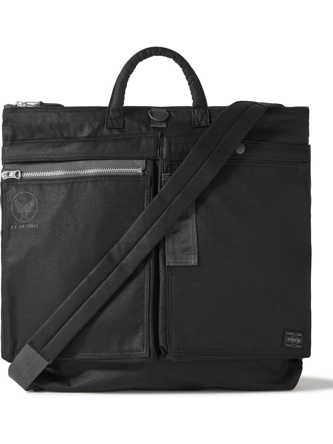 Porter, Yoshida & Co Flying Ace 2way Webbing-trimmed Nylon Helmet Bag In Black