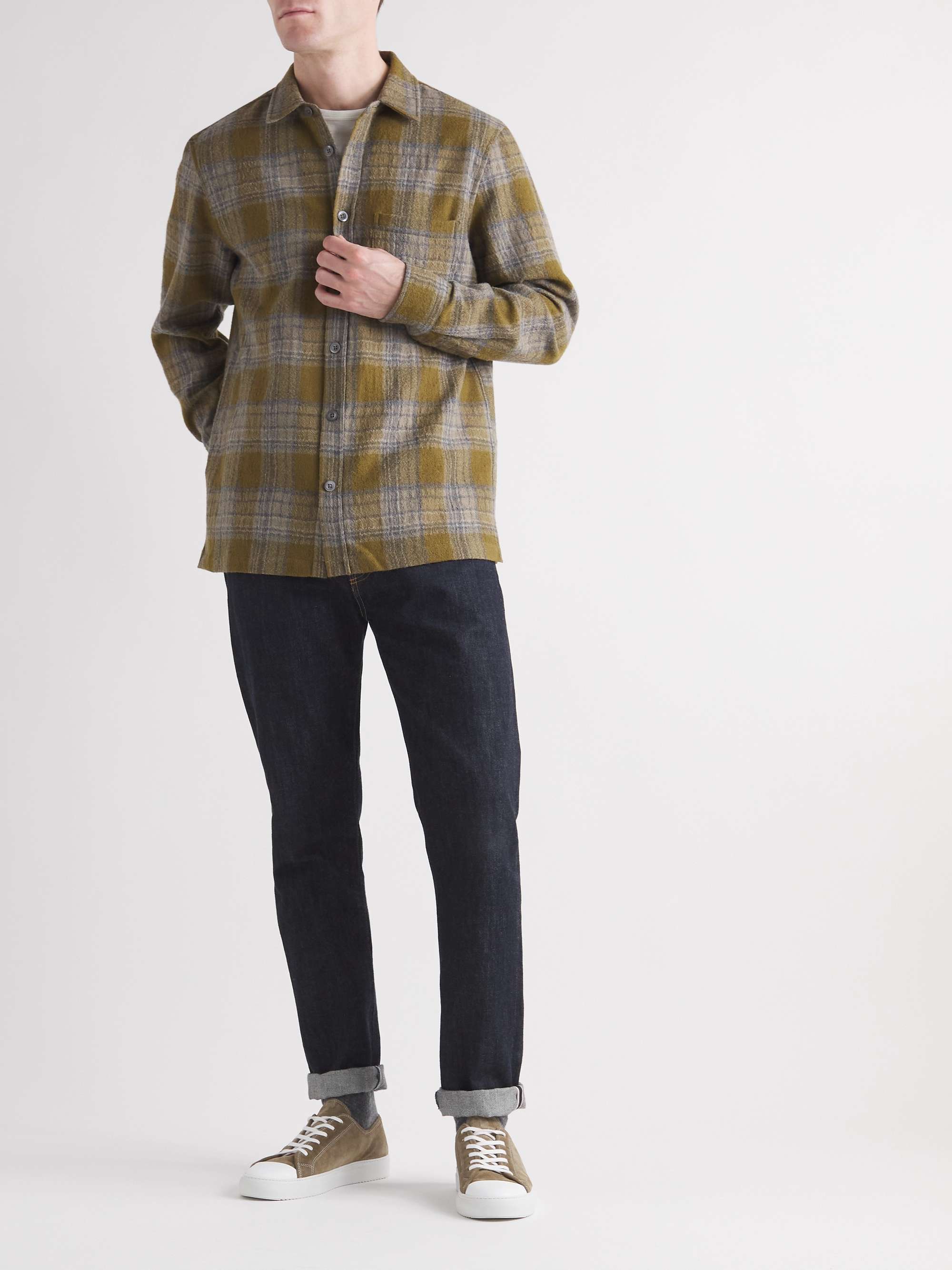 MR P. Checked Textured Virgin Wool Shirt