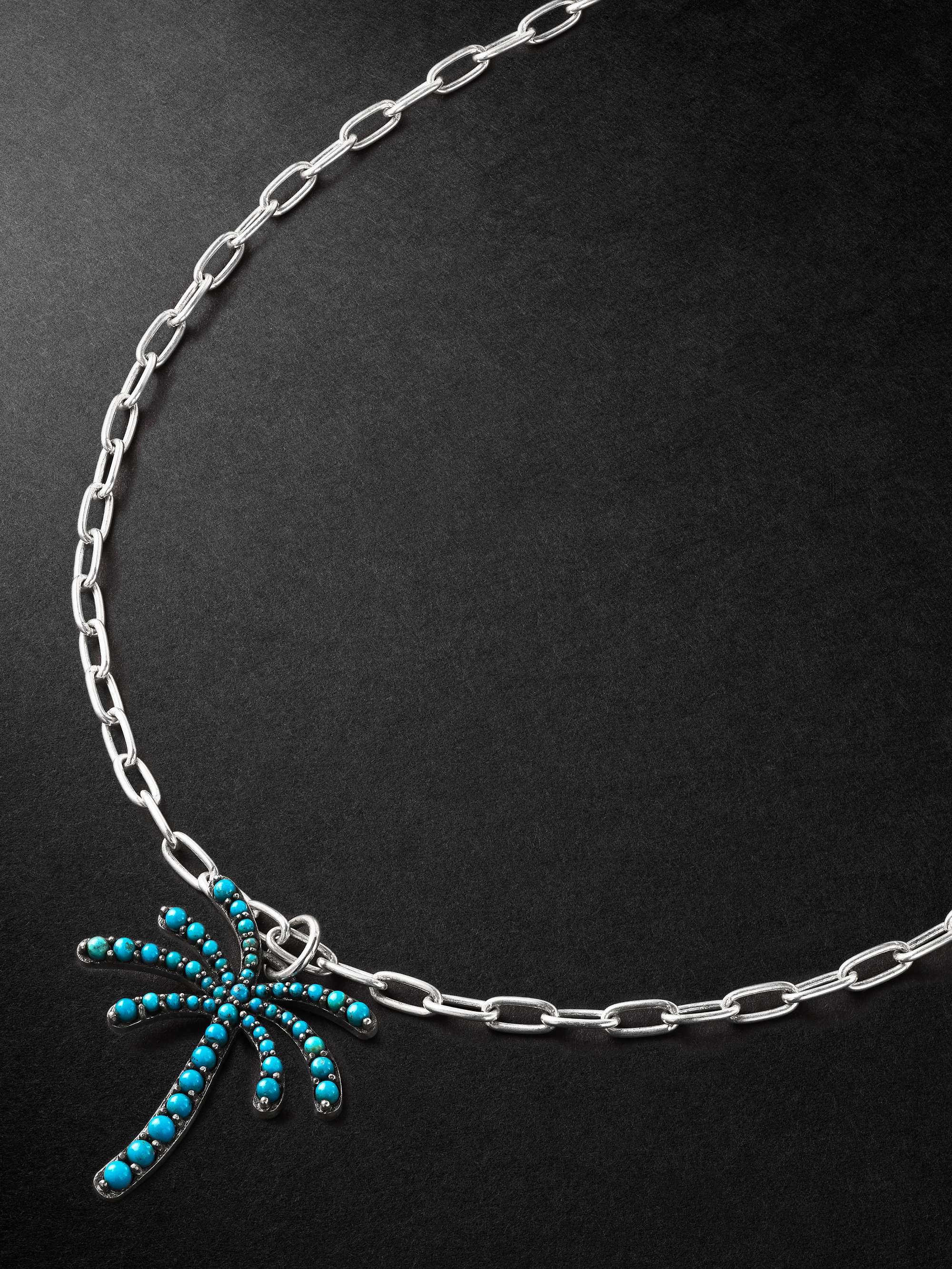 MAOR Paradisa Large Burnished Silver Turquoise Pendant Necklace for Men ...