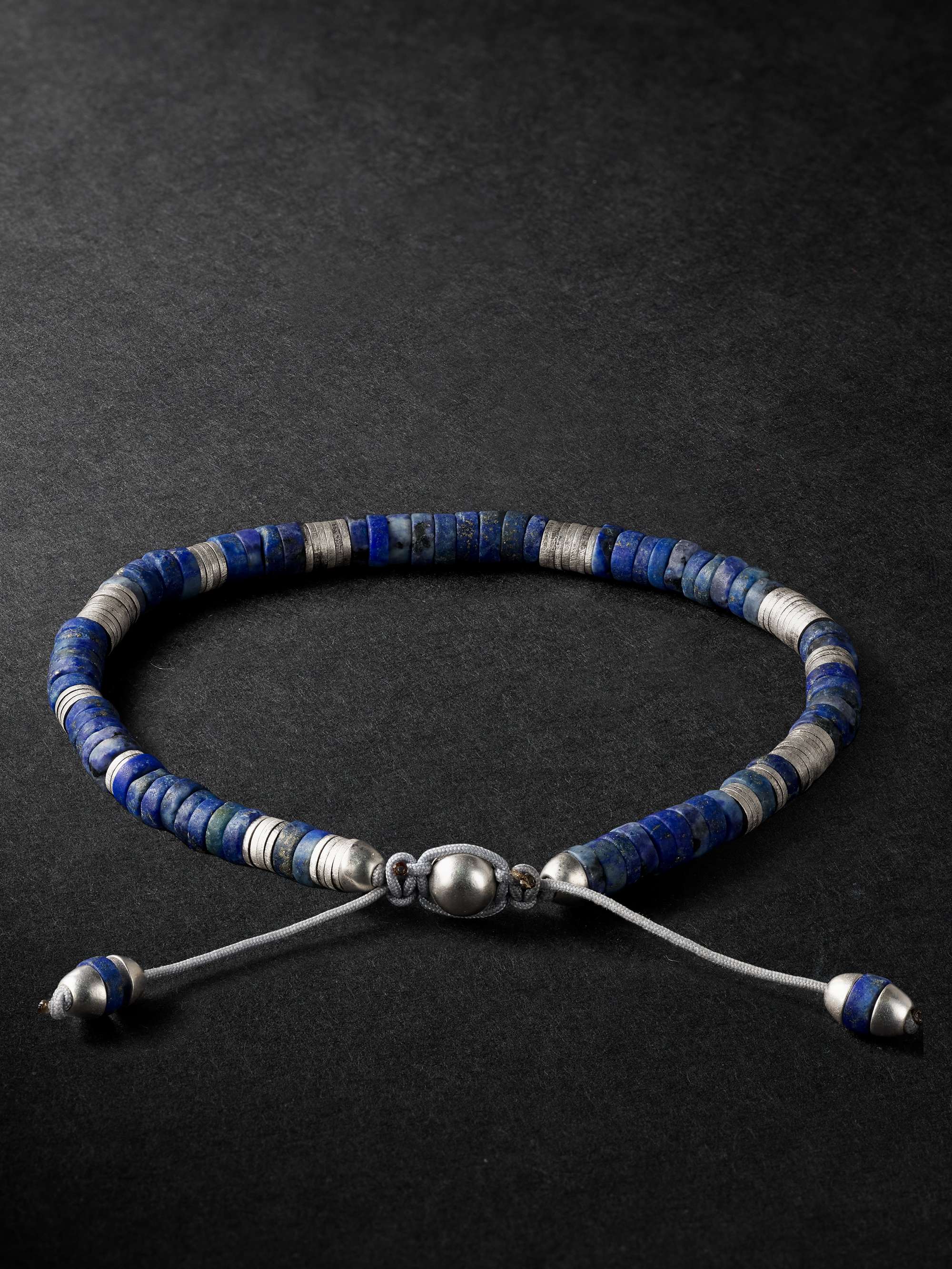 M.COHEN Burnished Silver, Lapis Lazuli and Cord Bracelet