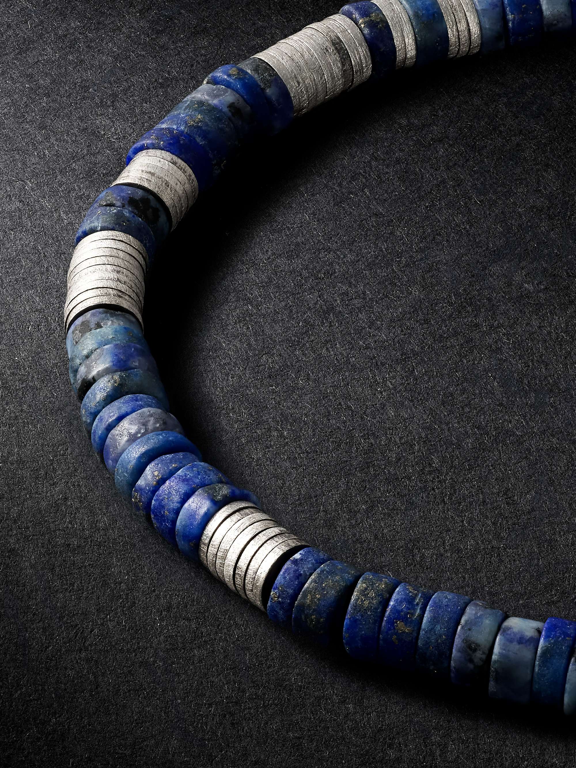 M.COHEN Burnished Silver, Lapis Lazuli and Cord Bracelet