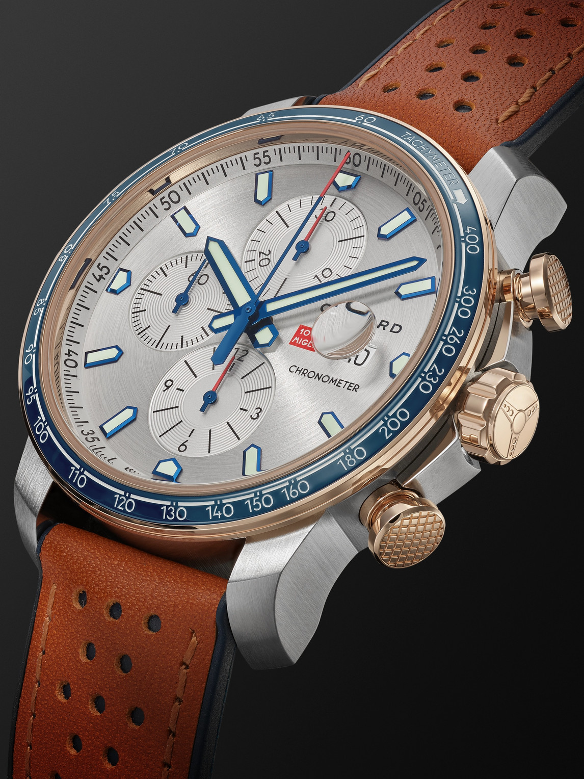 Shop Chopard Mille Miglia Gts Limited-edition Automatic Chronograph 44mm Stainless Steel And Leather Watch, Ref.  In White