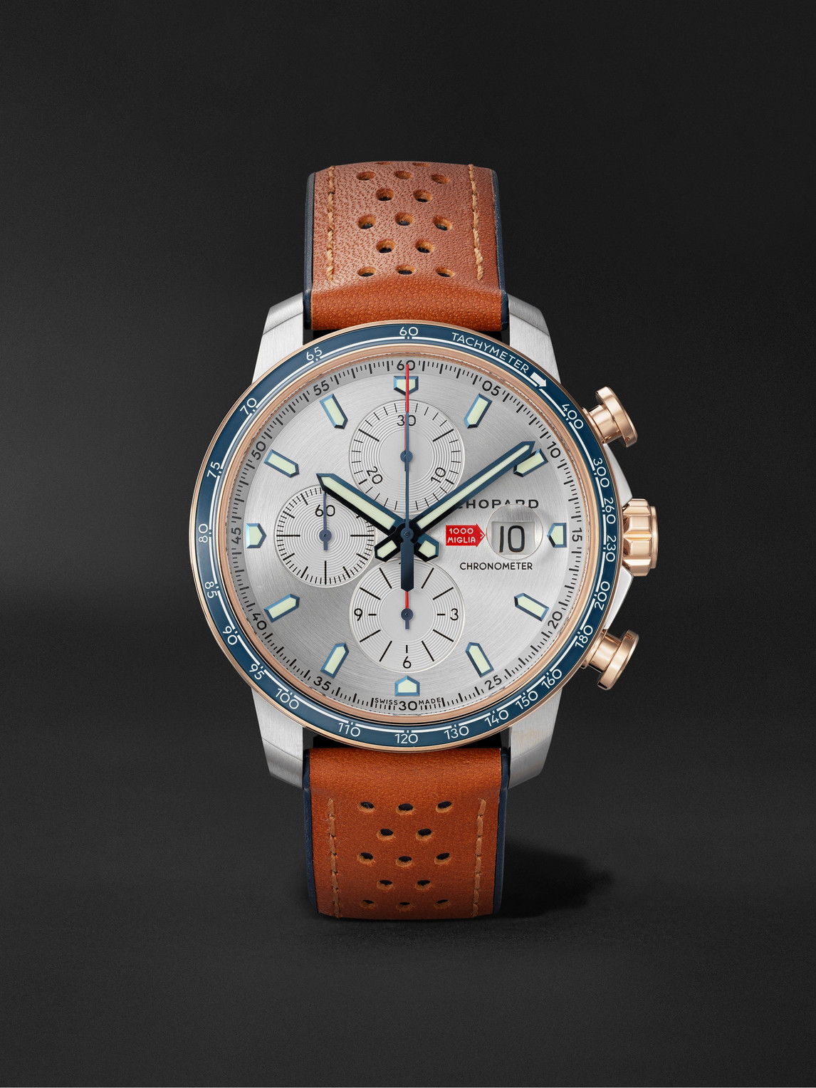 Mille Miglia GTS Limited-Edition Automatic Chronograph 44mm Stainless Steel and Leather Watch, Ref. No. 168571-6004