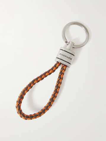 BERLUTI Scritto Venezia Leather and Silver-Tone Key Fob for Men