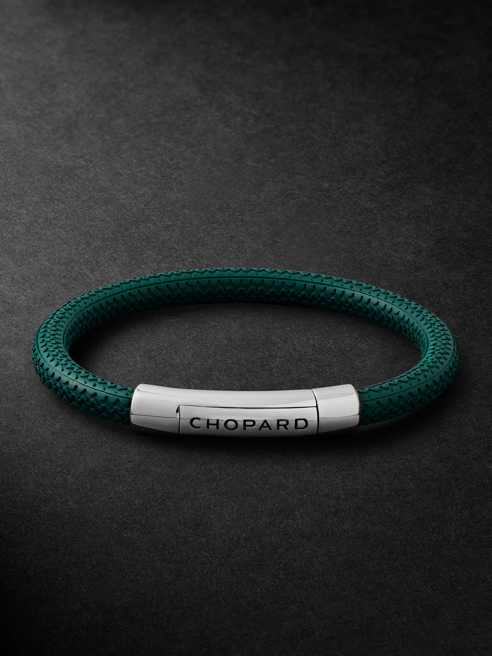 CHOPARD Classic Racing Rubber and Silver-Tone Bracelet