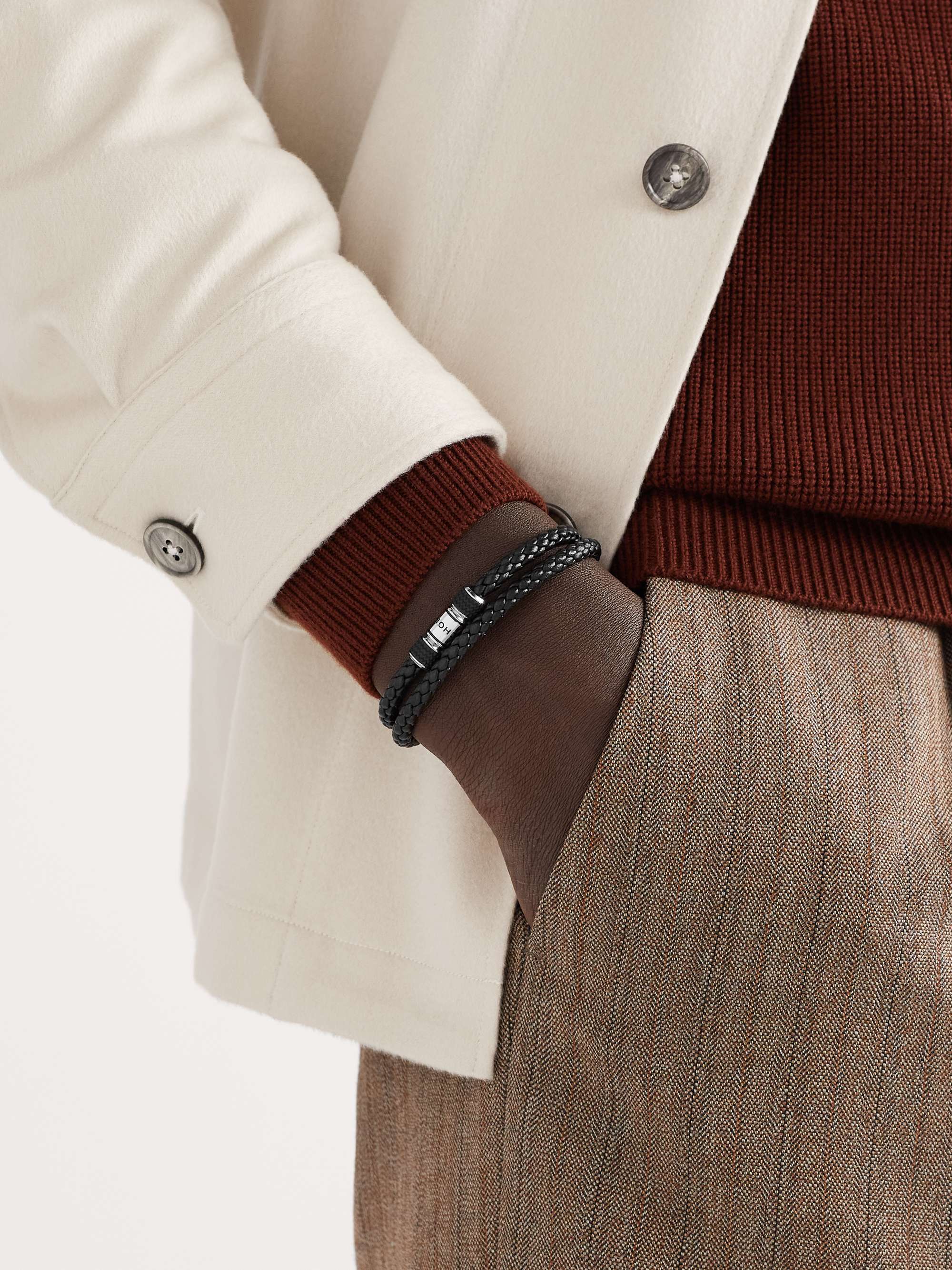 CHOPARD Classic Racing Double Woven Leather and Silver-Tone Bracelet