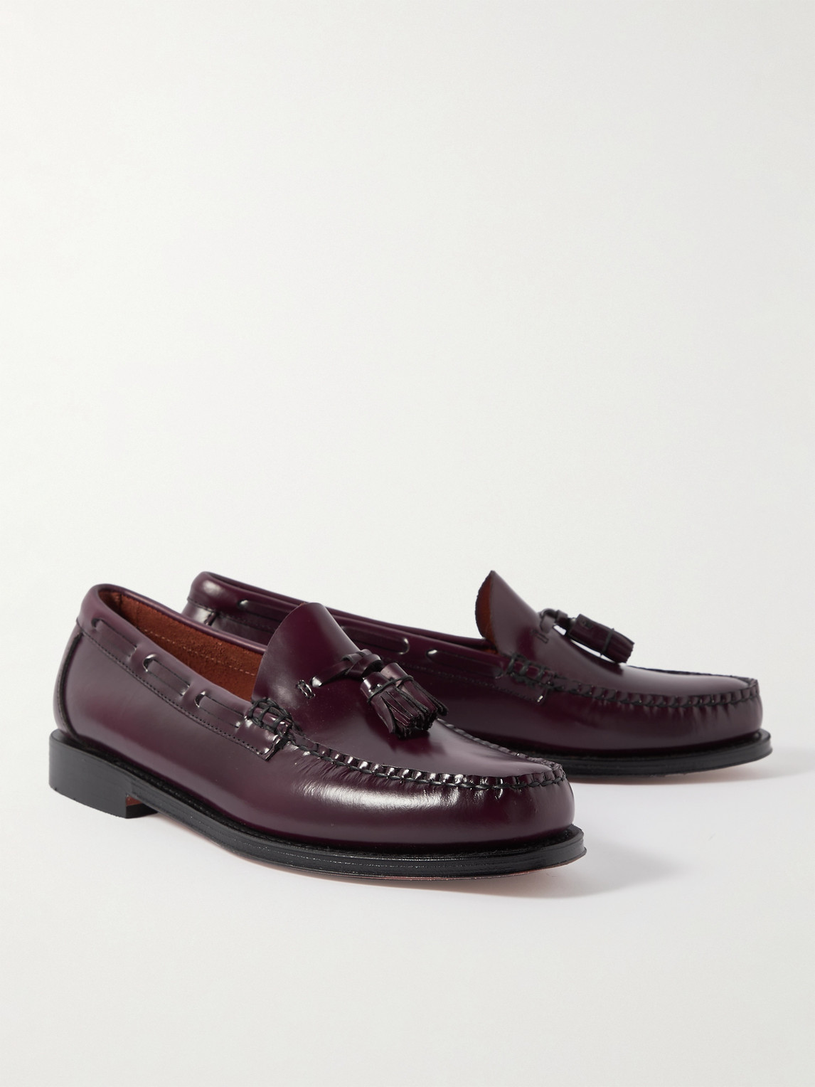 Shop G.h. Bass & Co. Weejuns Heritage Larkin Glossed-leather Tasselled Loafers In Burgundy
