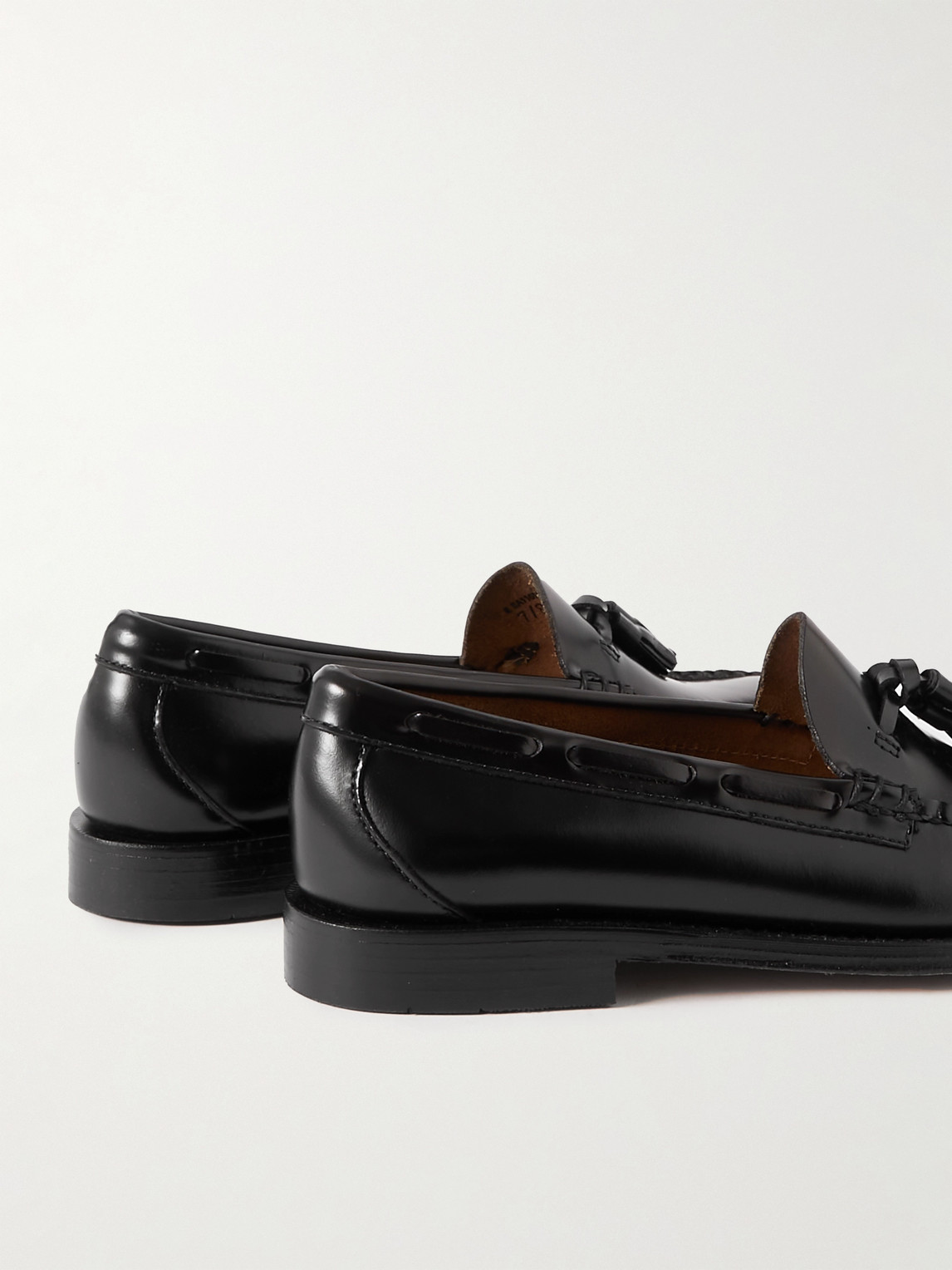 Shop G.h. Bass & Co. Weejuns Heritage Larkin Glossed-leather Tasselled Loafers In Black