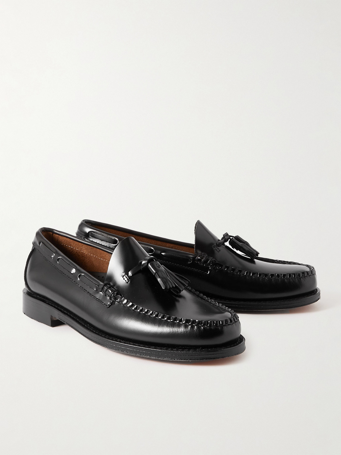 Shop G.h. Bass & Co. Weejuns Heritage Larkin Glossed-leather Tasselled Loafers In Black