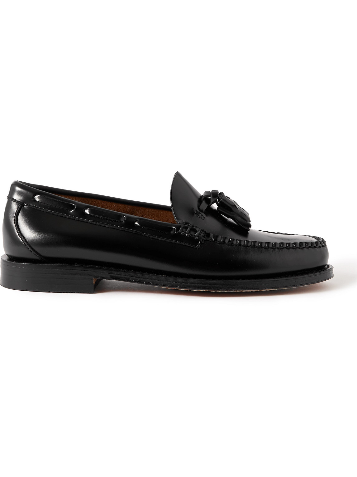 Shop G.h. Bass & Co. Weejuns Heritage Larkin Glossed-leather Tasselled Loafers In Black