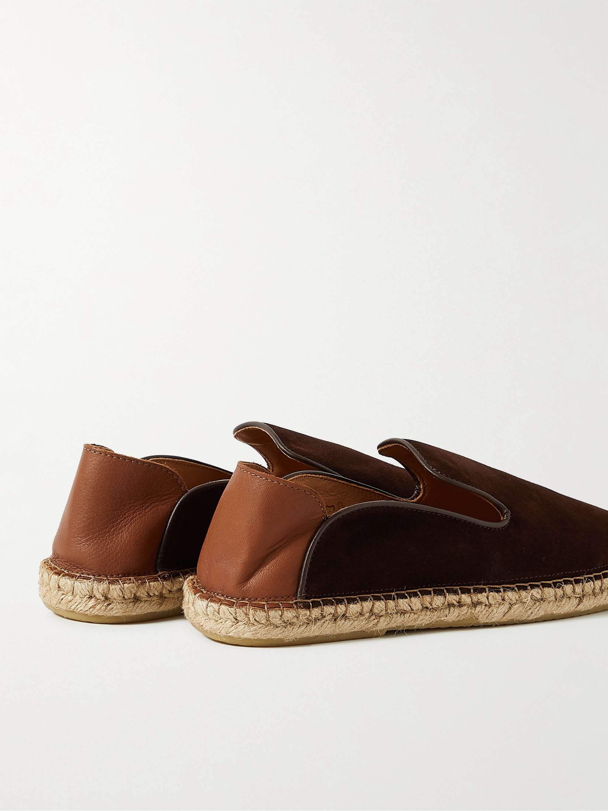 FRESCOBOL CARIOCA Veluso Collapsible-Heel Leather-Trimmed Suede Espadrilles