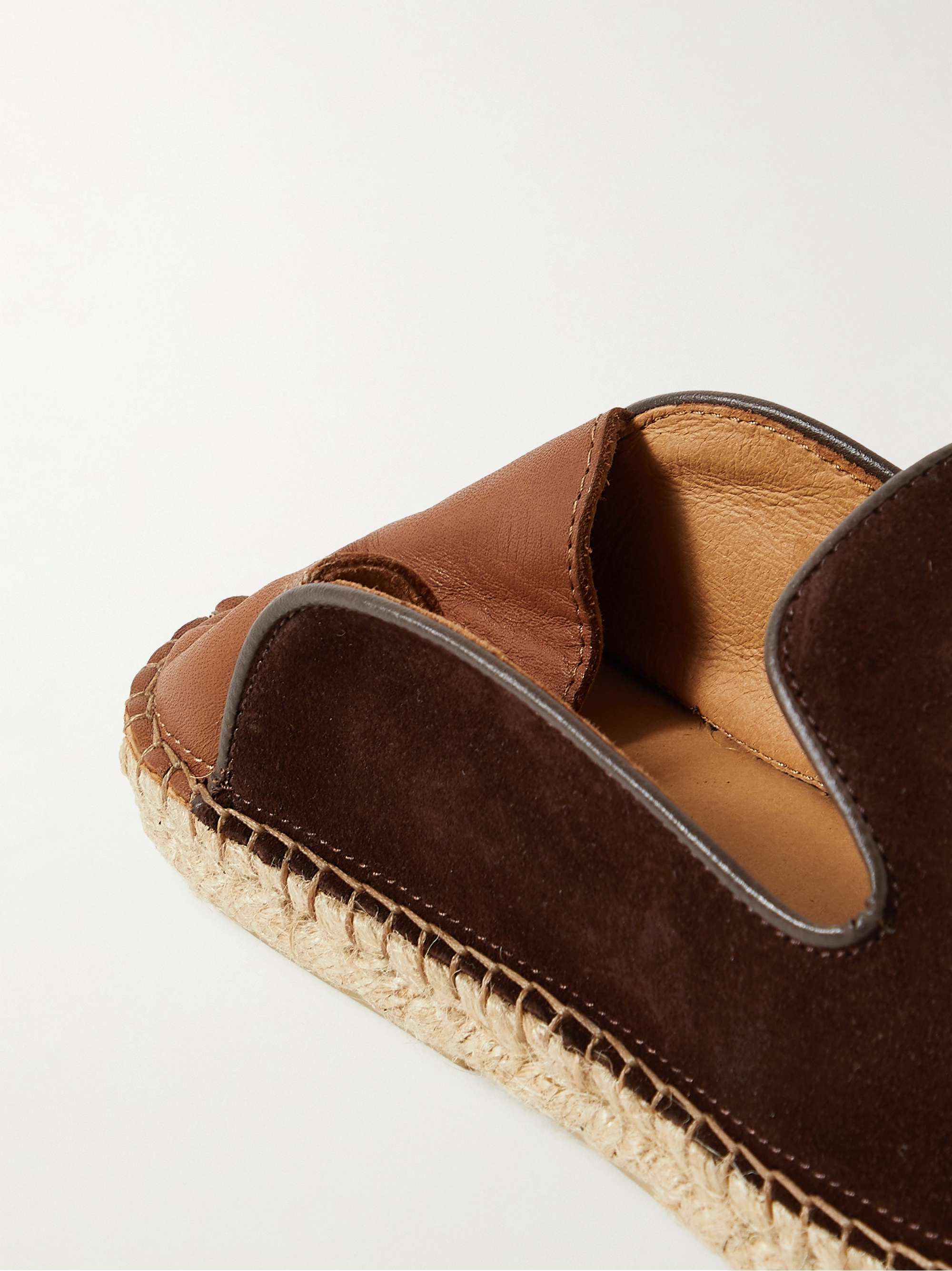 FRESCOBOL CARIOCA Veluso Collapsible-Heel Leather-Trimmed Suede Espadrilles