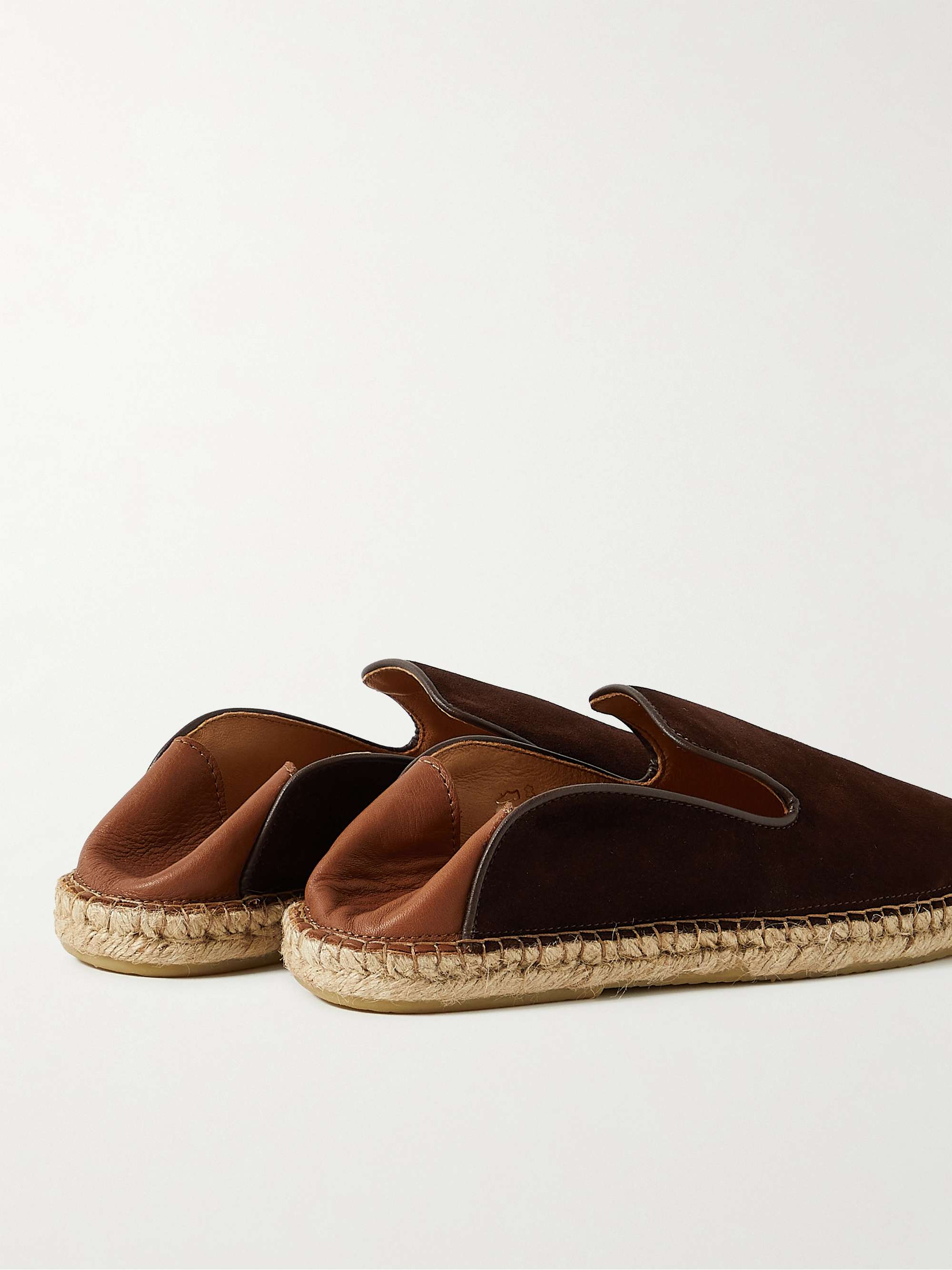 FRESCOBOL CARIOCA Veluso Collapsible-Heel Leather-Trimmed Suede Espadrilles