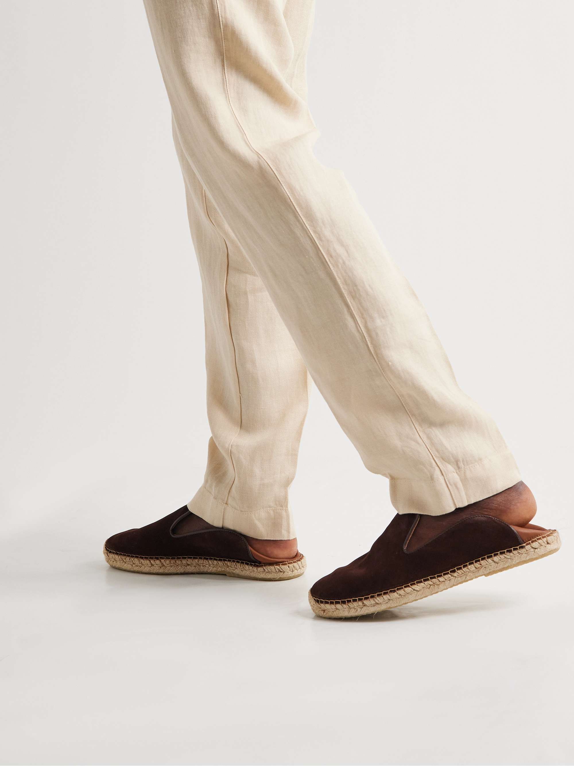 FRESCOBOL CARIOCA Veluso Collapsible-Heel Leather-Trimmed Suede Espadrilles