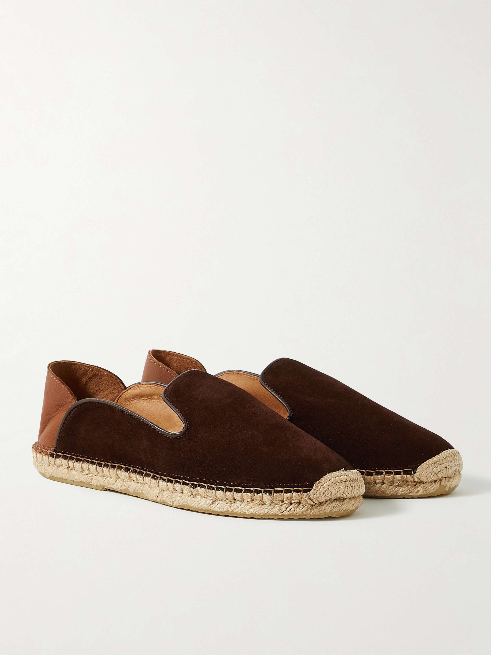 FRESCOBOL CARIOCA Veluso Collapsible-Heel Leather-Trimmed Suede Espadrilles