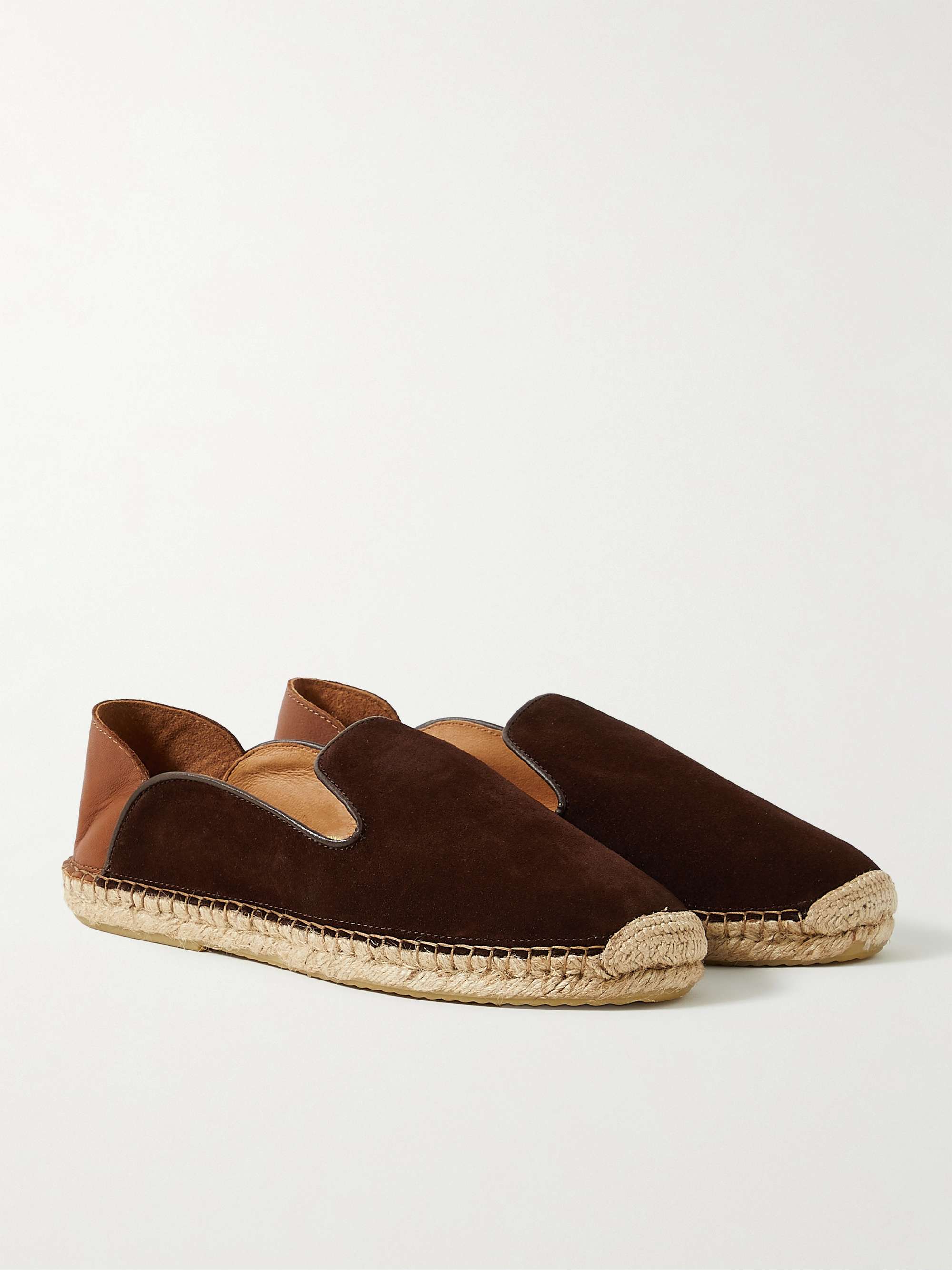 FRESCOBOL CARIOCA Collapsible-Heel Leather-Trimmed Suede Espadrilles ...