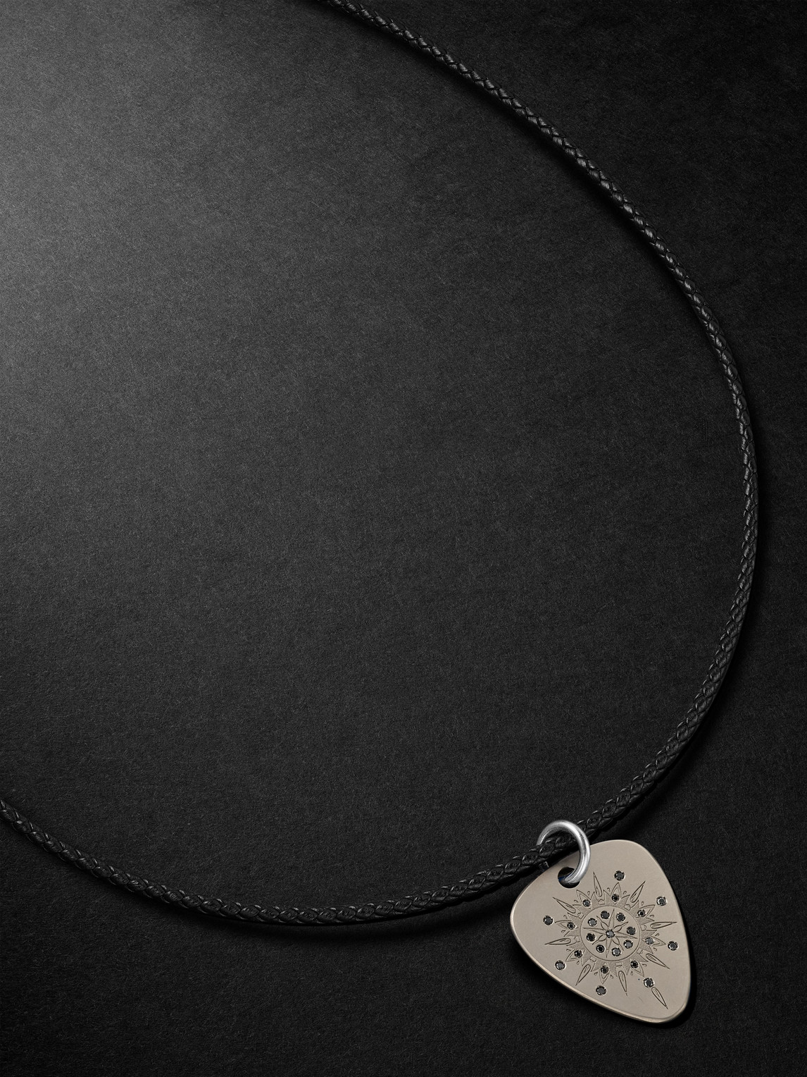 Strength Mandalic Titanium, Leather and Diamond Necklace