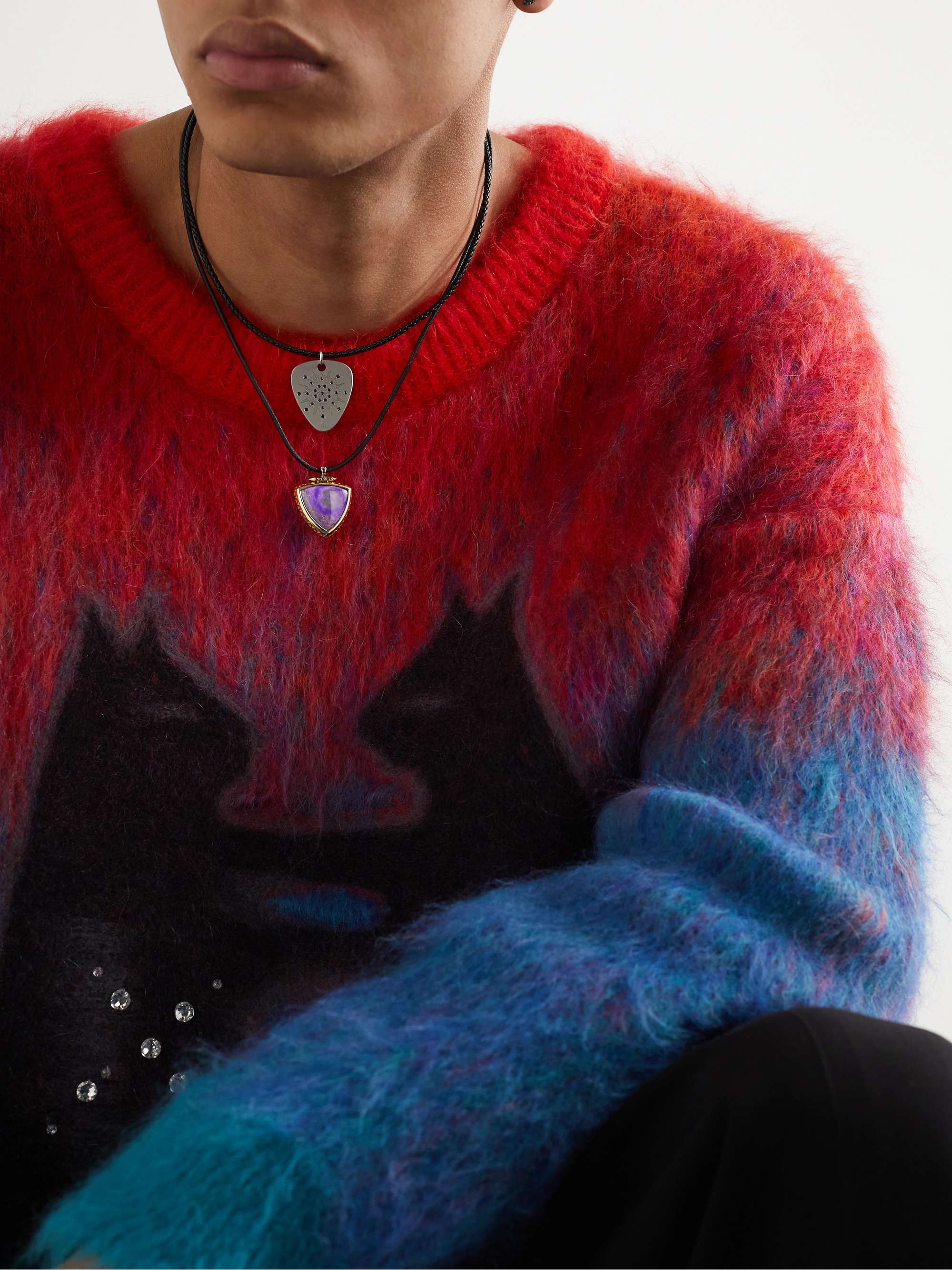 JENNY DEE JEWELRY عقد Totem من الذهب عيار 18 قيراط والجلد والسوجيليت والألماس