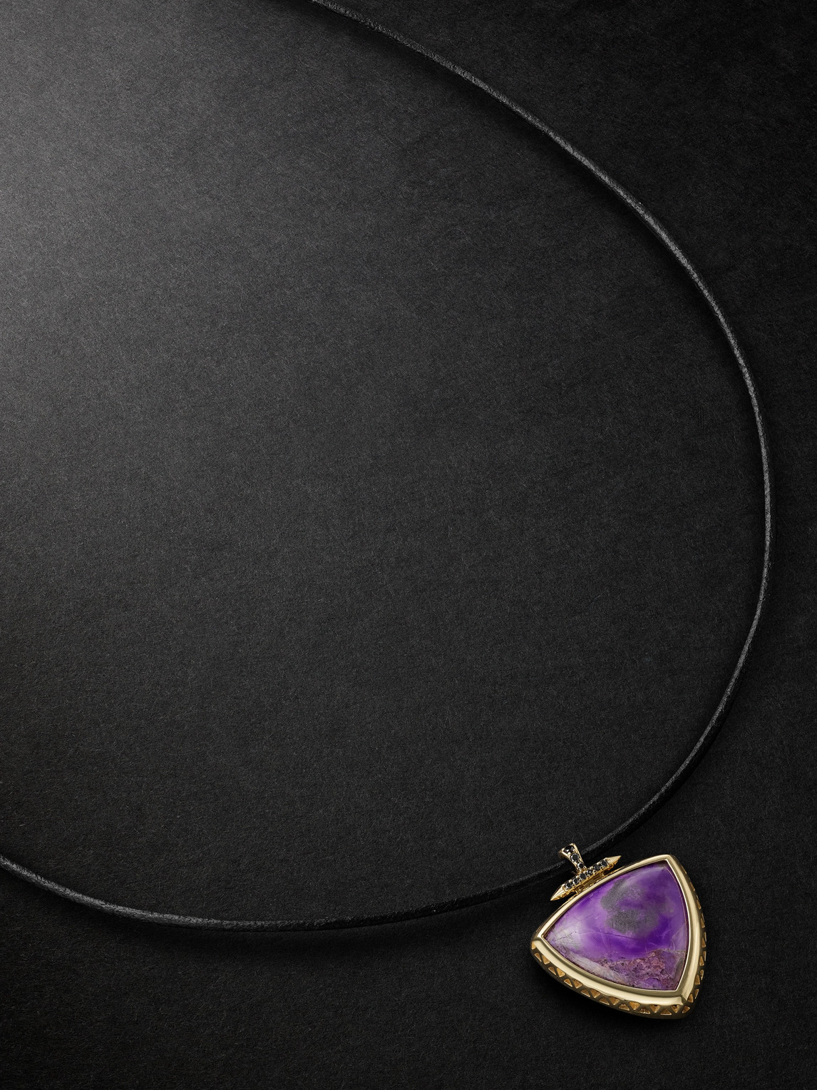 Totem 18-Karat Gold, Leather, Sugilite and Diamond Necklace