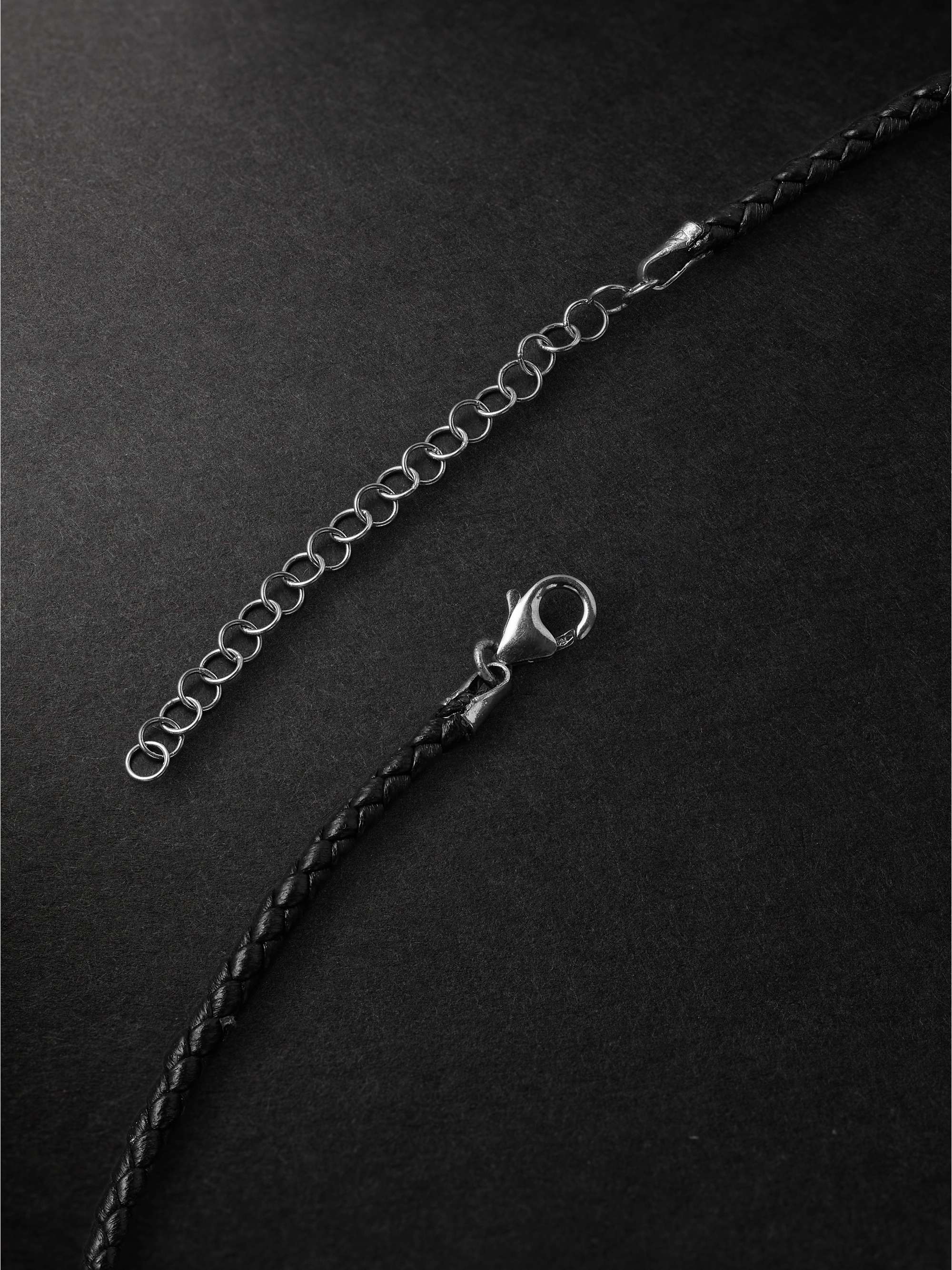 JENNY DEE JEWELRY Strength Mandalic Titanium, Leather and Diamond Necklace
