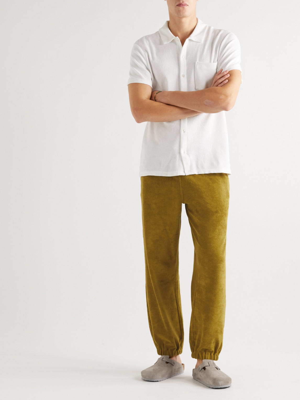 Shop Vilebrequin Play Tapered Cotton-blend Terry Trousers In Green