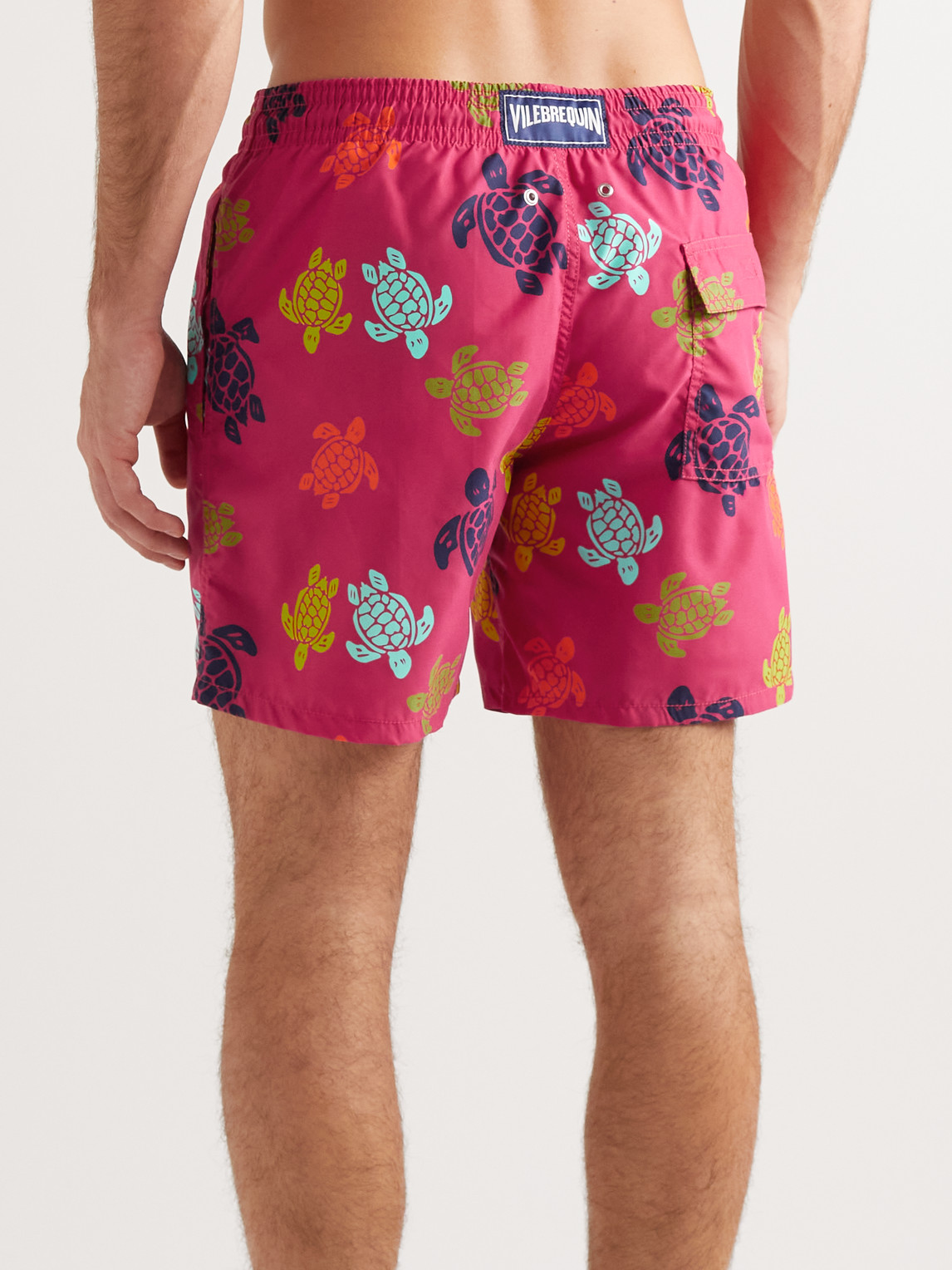 Shop Vilebrequin Moorea Straight-leg Mid-length Printed Recycled Swim Shorts In Red
