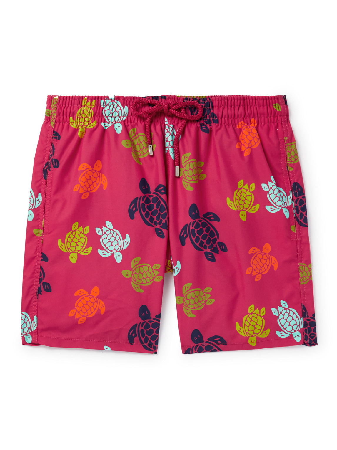 Shop Vilebrequin Moorea Straight-leg Mid-length Printed Recycled Swim Shorts In Red