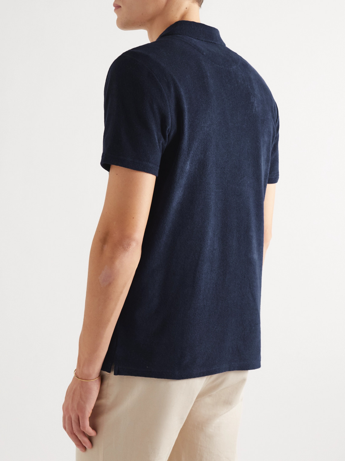 Shop Vilebrequin Phoenix Slim-fit Cotton-blend Terry Polo Shirt In Blue