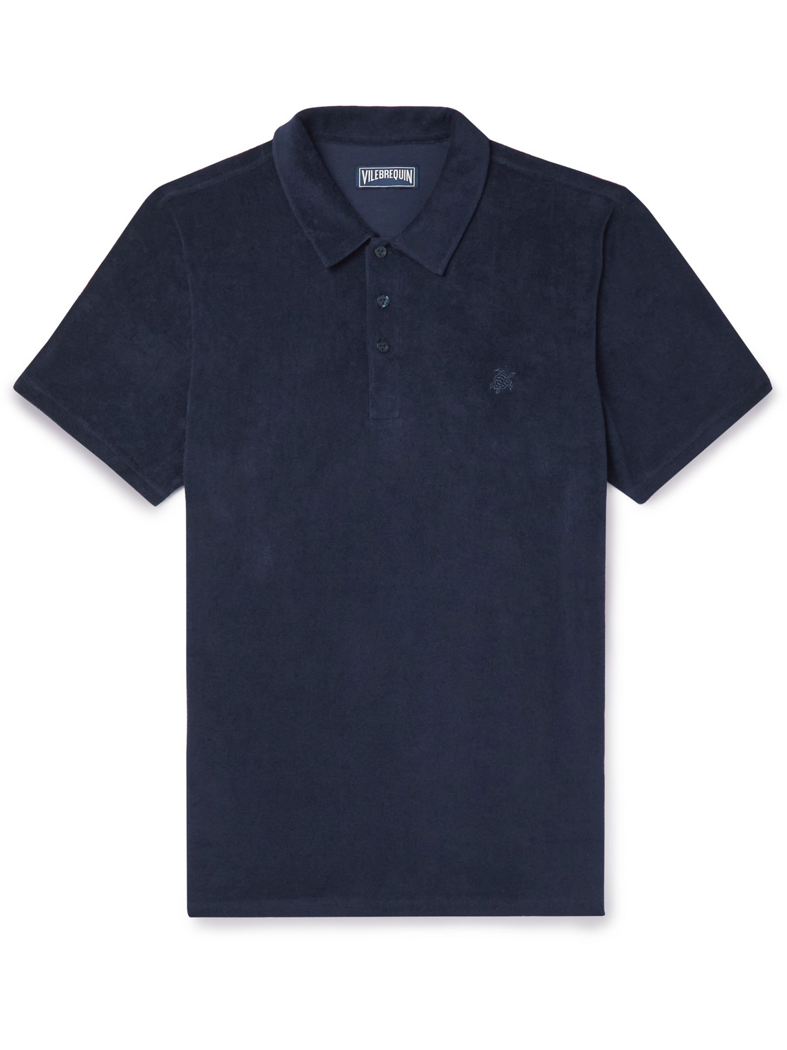 Vilebrequin Phoenix Slim-fit Cotton-blend Terry Polo Shirt In Navy