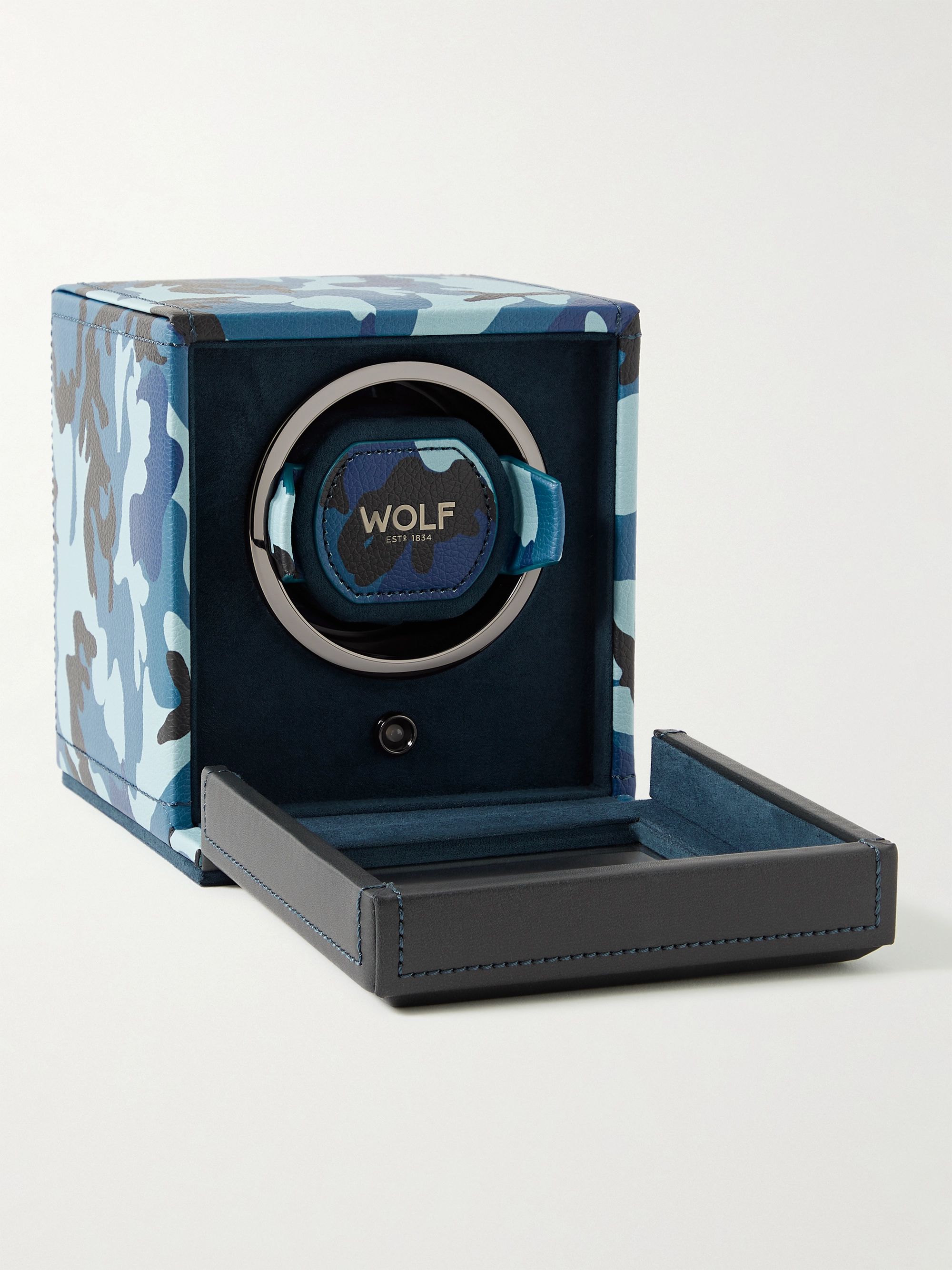 WOLF Elements Cub Camouflage-Print Full-Grain Vegan Leather Single Watch Winder