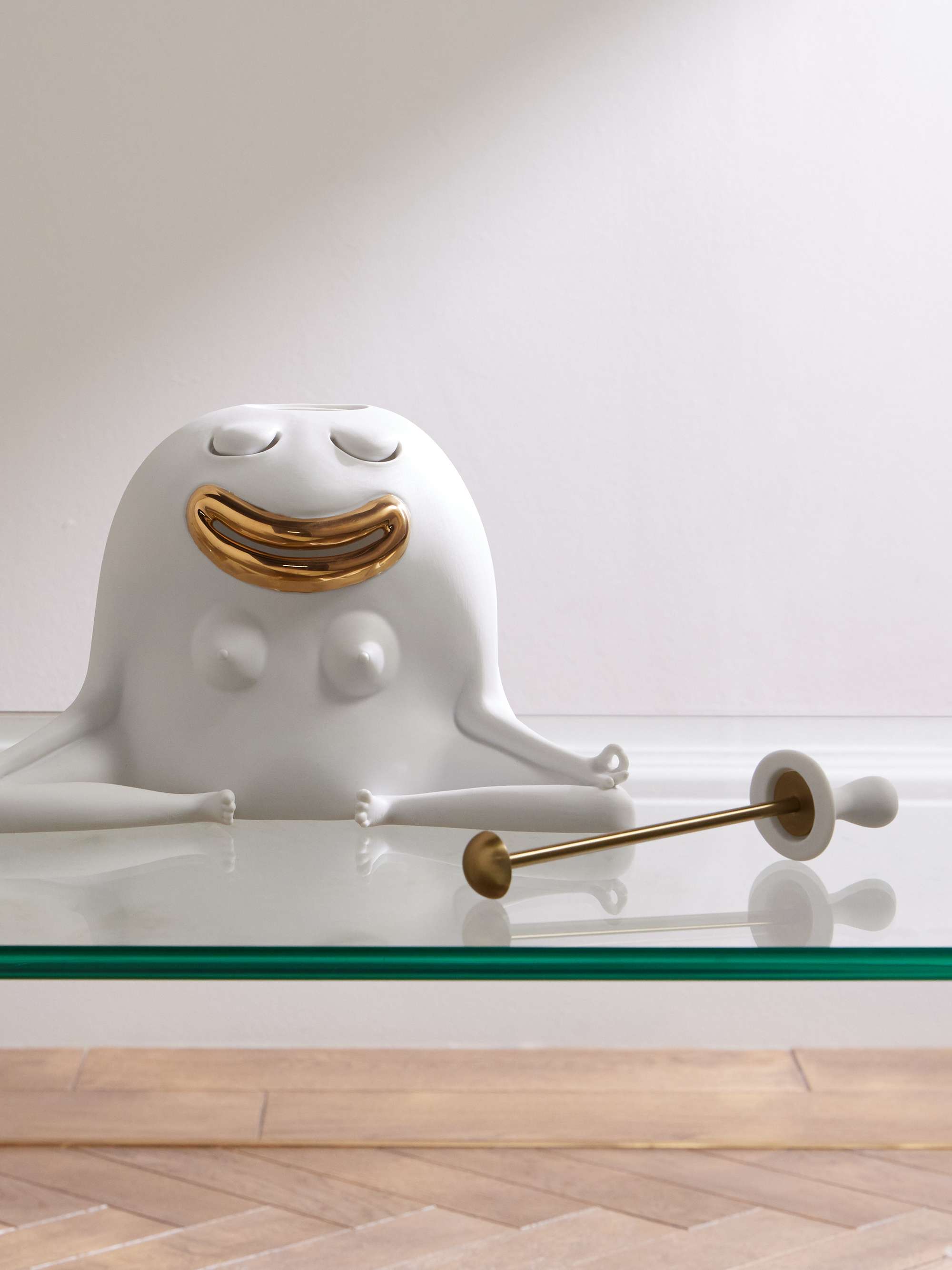 L'OBJET + Haas Brothers Meditator Gold-Plated Porcelain Incense Burner