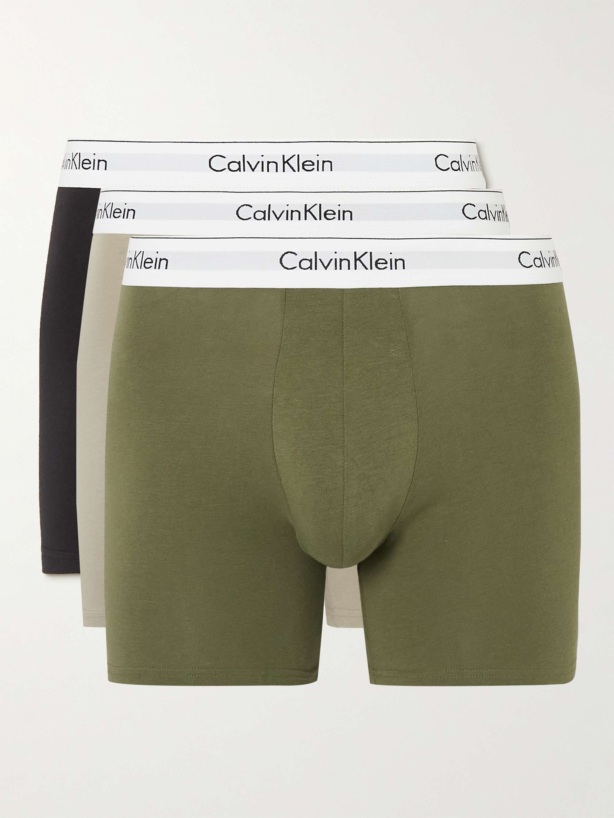 CALVIN KLEIN UNDERWEAR Three-Pack Modern Stretch-Cotton Boxer Briefs