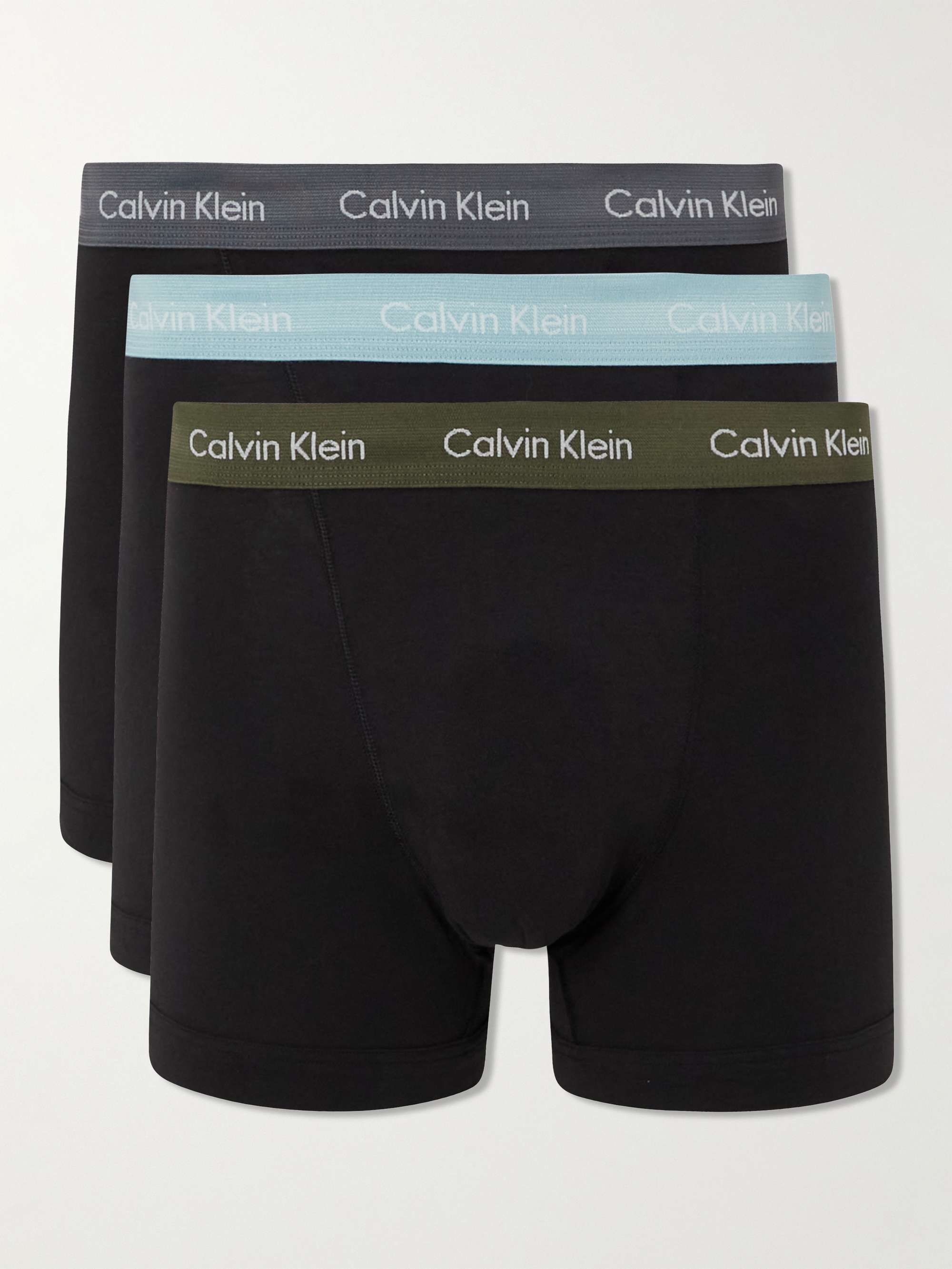 CALVIN KLEIN UNDERWEAR Three-Pack Stretch-Cotton Boxer Briefs for Men ...