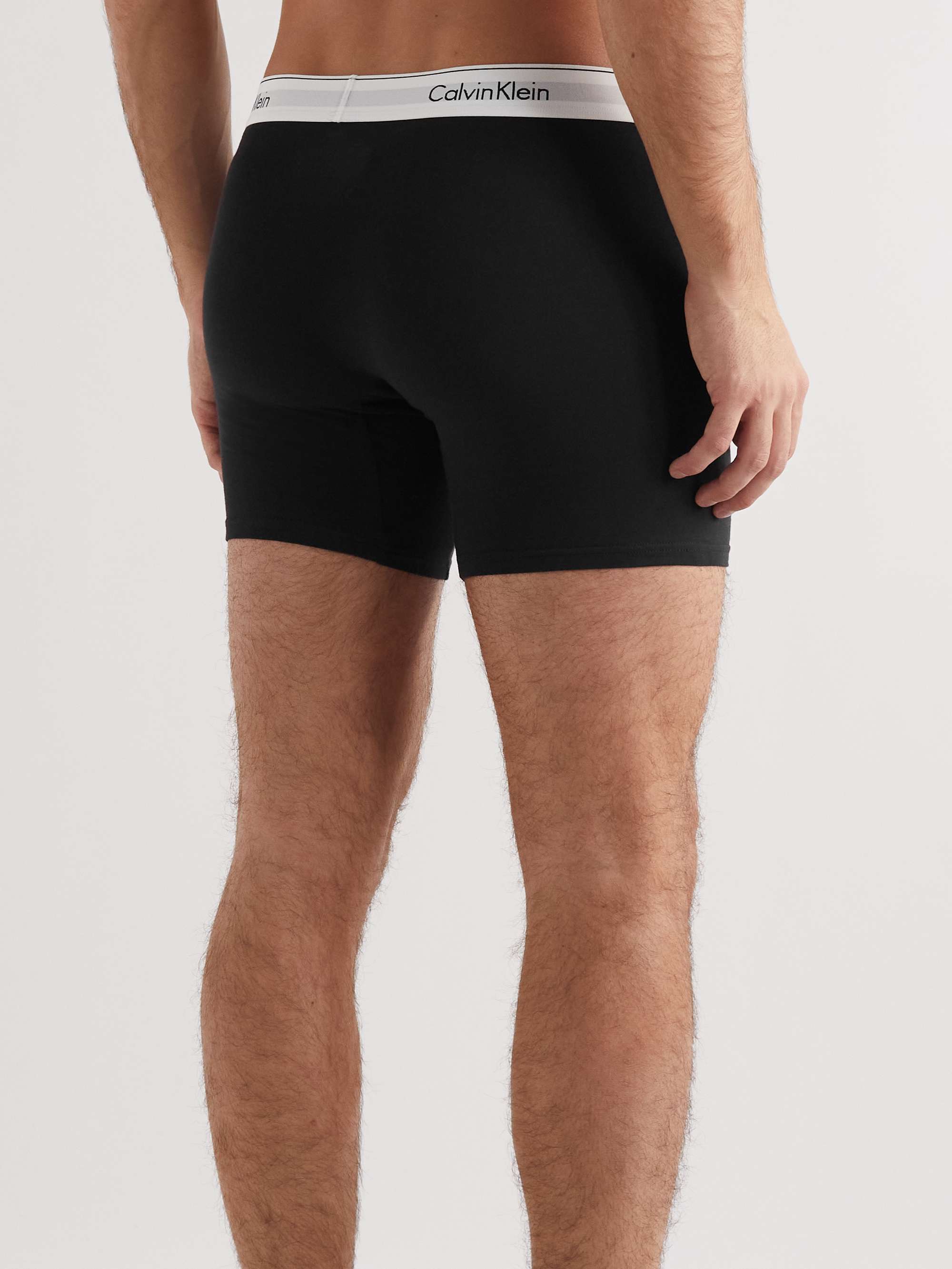CALVIN KLEIN UNDERWEAR Three-Pack Stretch-Cotton Boxer Briefs