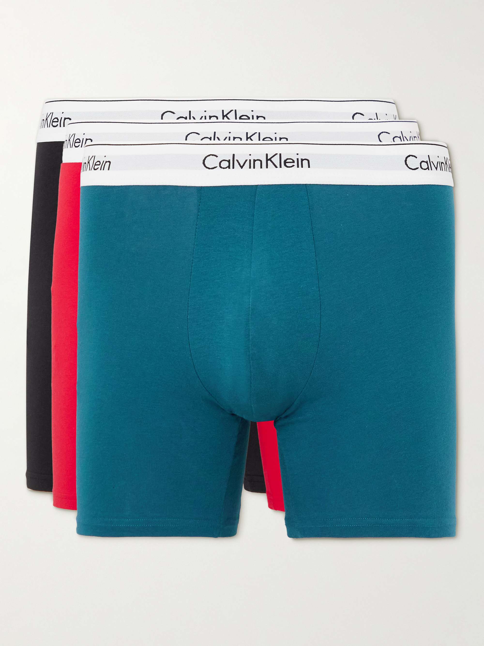 CALVIN KLEIN UNDERWEAR Three-Pack Stretch-Cotton Boxer Briefs for Men