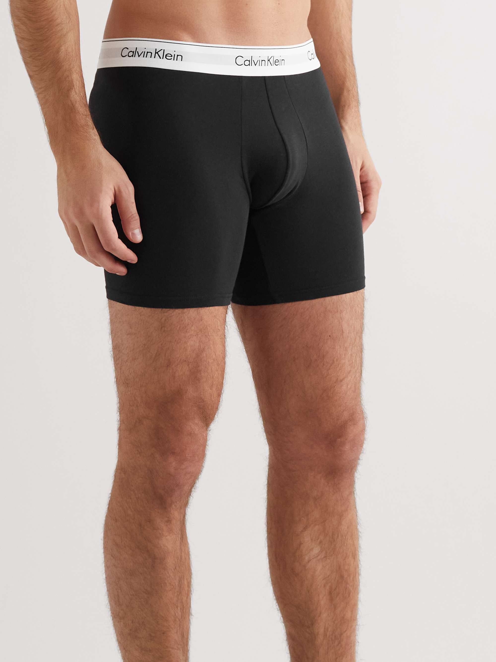 CALVIN KLEIN UNDERWEAR Three-Pack Stretch-Cotton Boxer Briefs