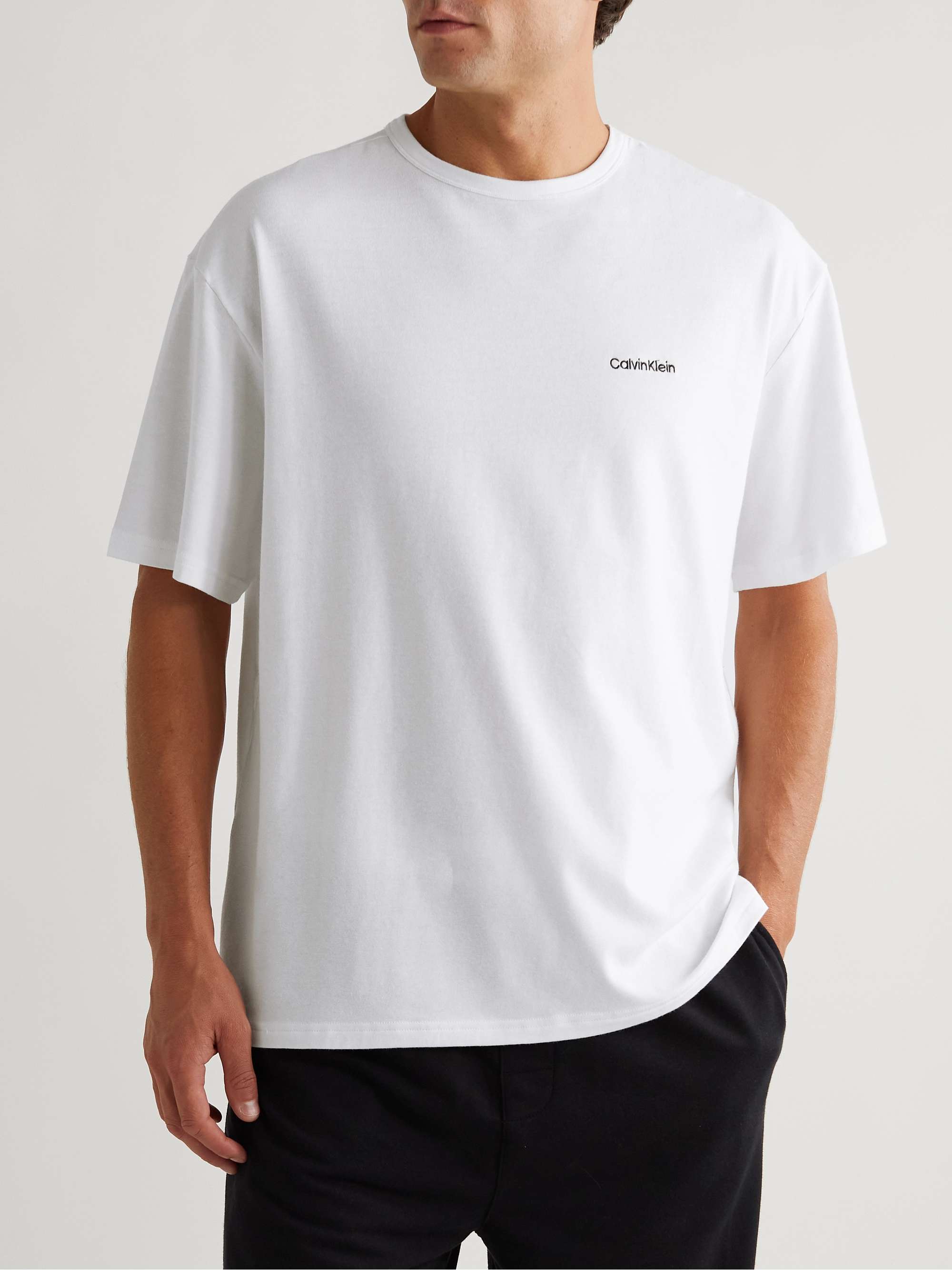 CALVIN KLEIN UNDERWEAR Modern Logo-Embroidered Cotton-Blend Jersey T-Shirt