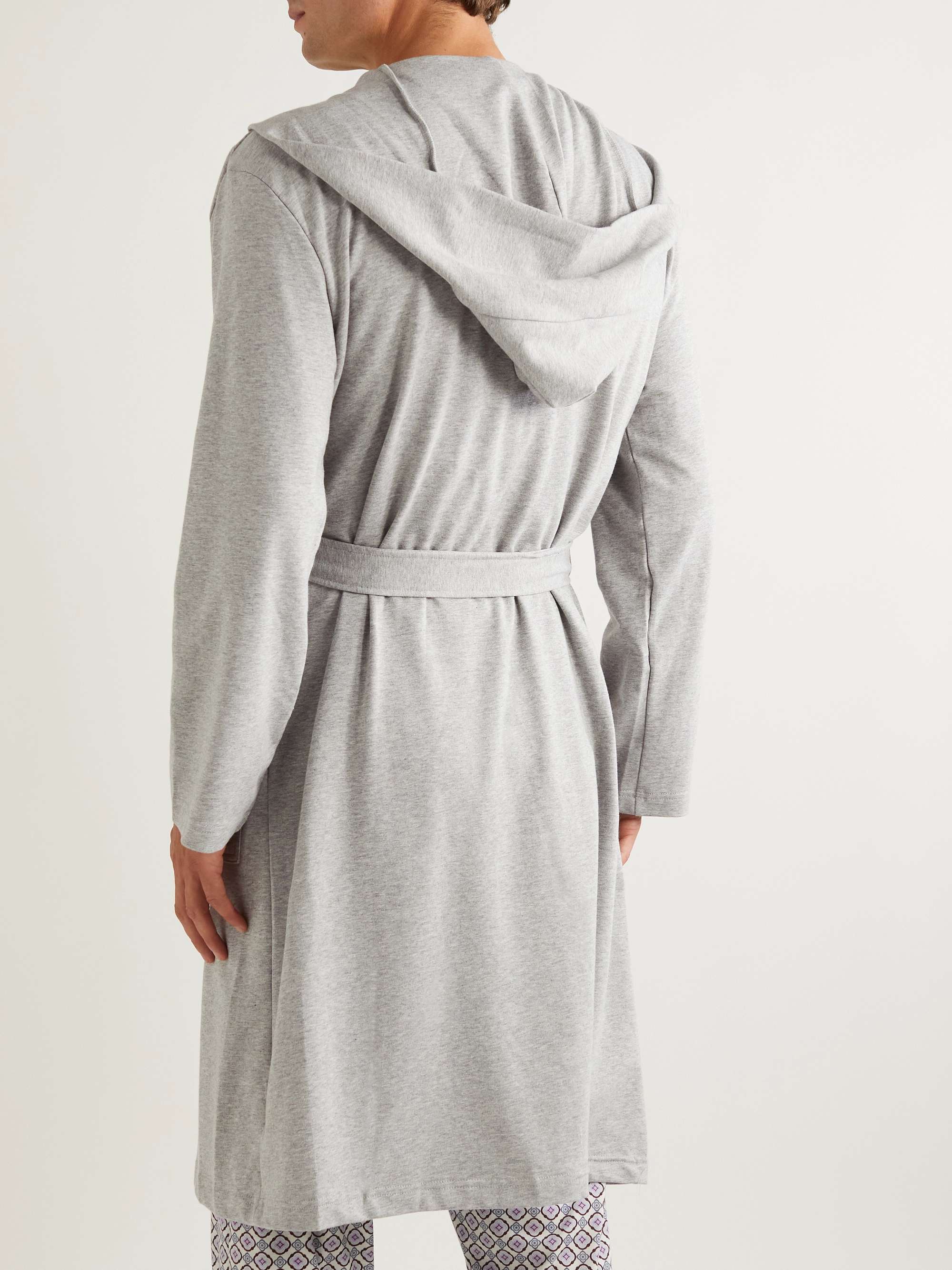 CALVIN KLEIN UNDERWEAR Logo-Embroidered Cotton-Blend Jersey Hooded Robe