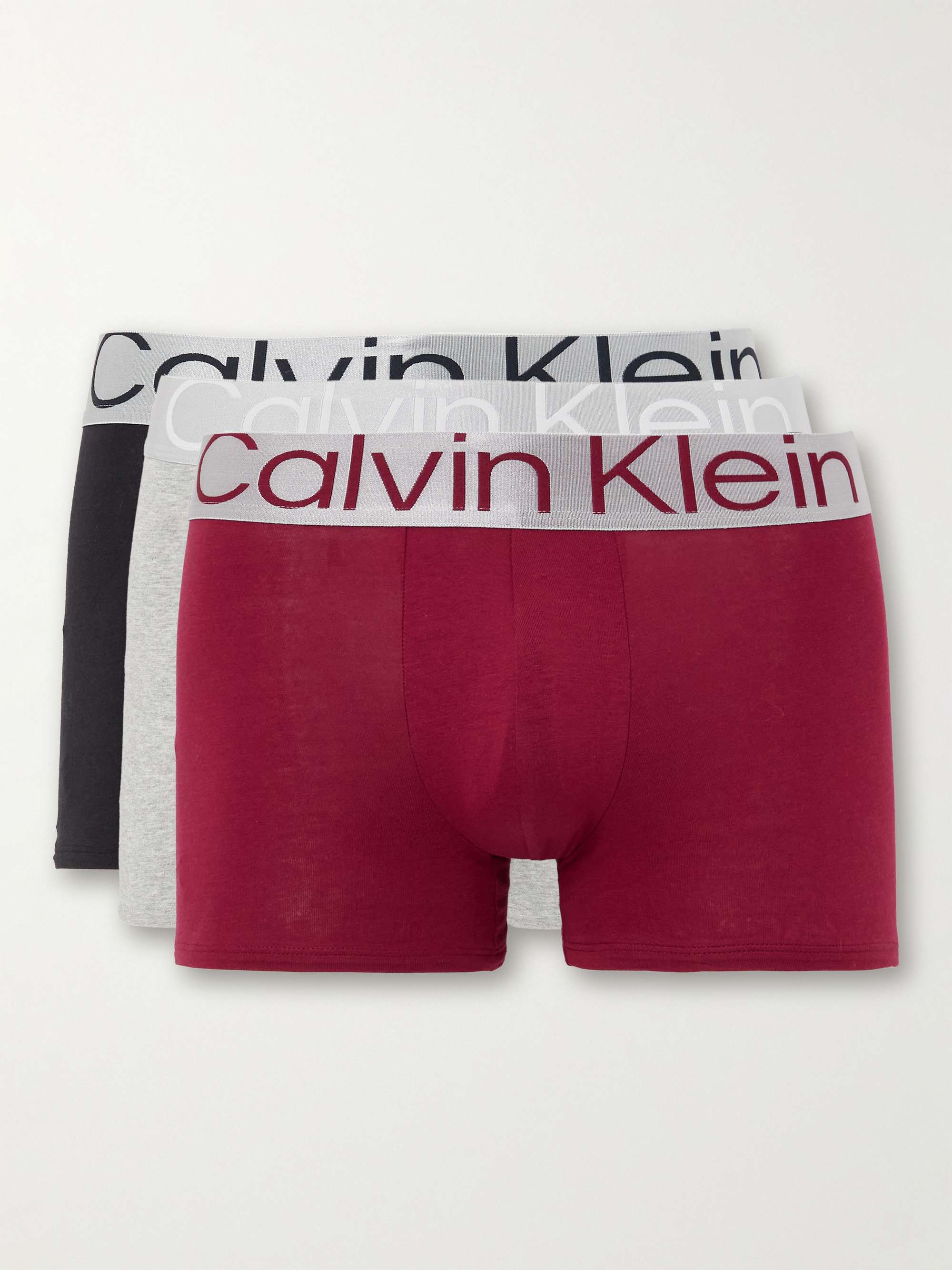 CALVIN KLEIN UNDERWEAR Three-Pack Stretch-Cotton Trunks