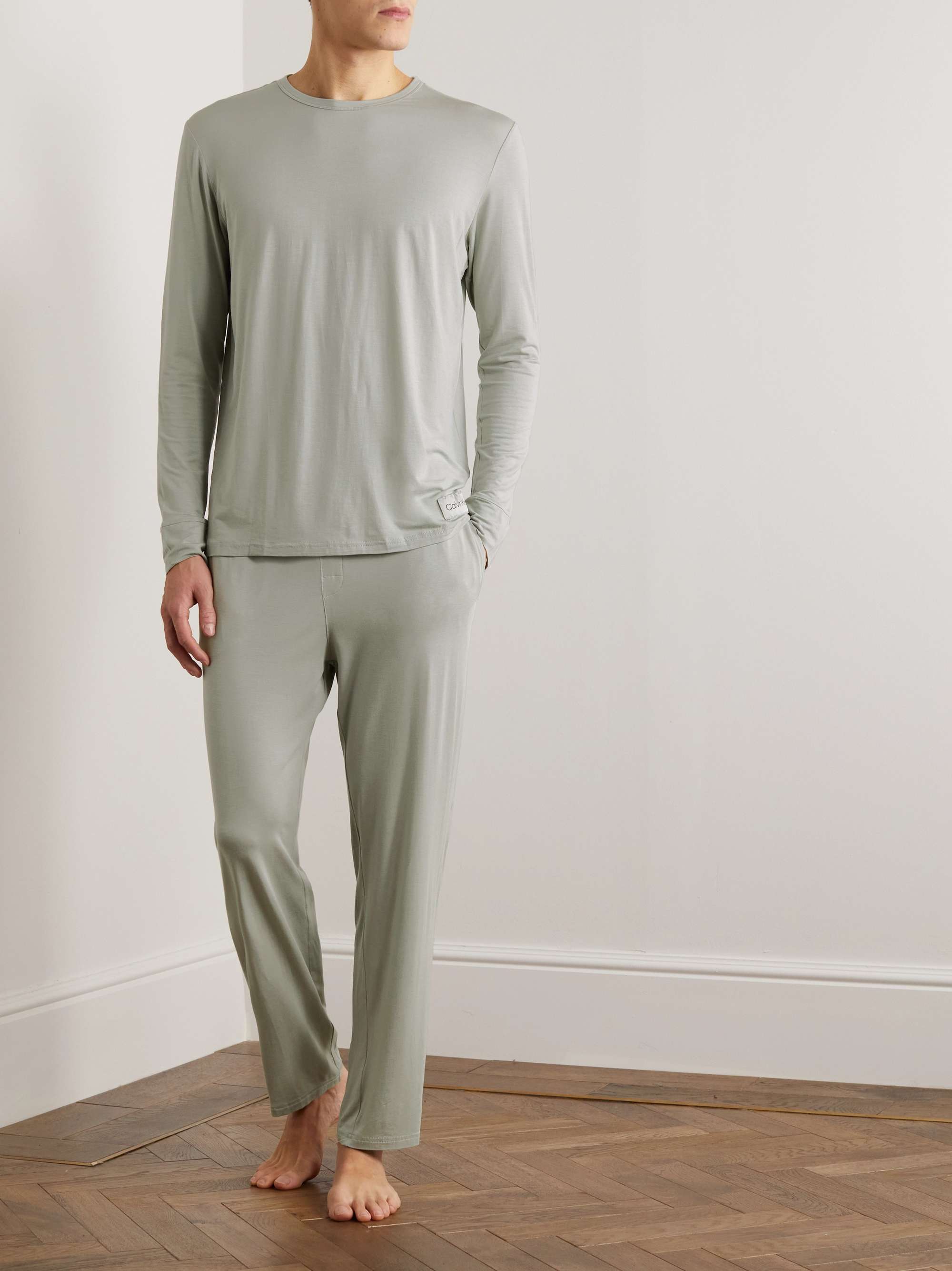 CALVIN KLEIN UNDERWEAR Logo-Appliquéd Stretch-Modal and Cashmere-Blend Pyjama Top