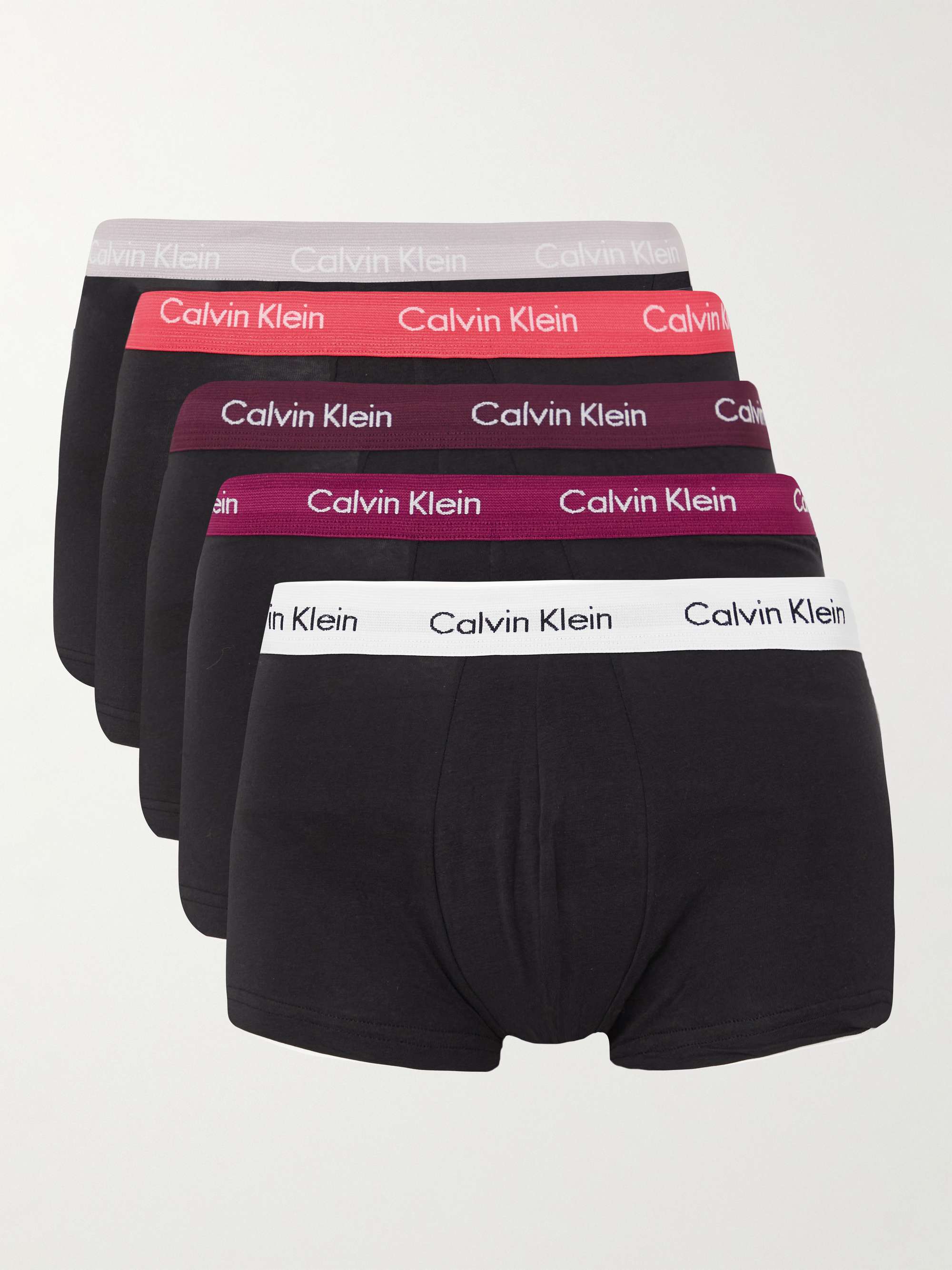 CALVIN KLEIN UNDERWEAR Five-Pack Stretch-Cotton Boxer Briefs for Men ...